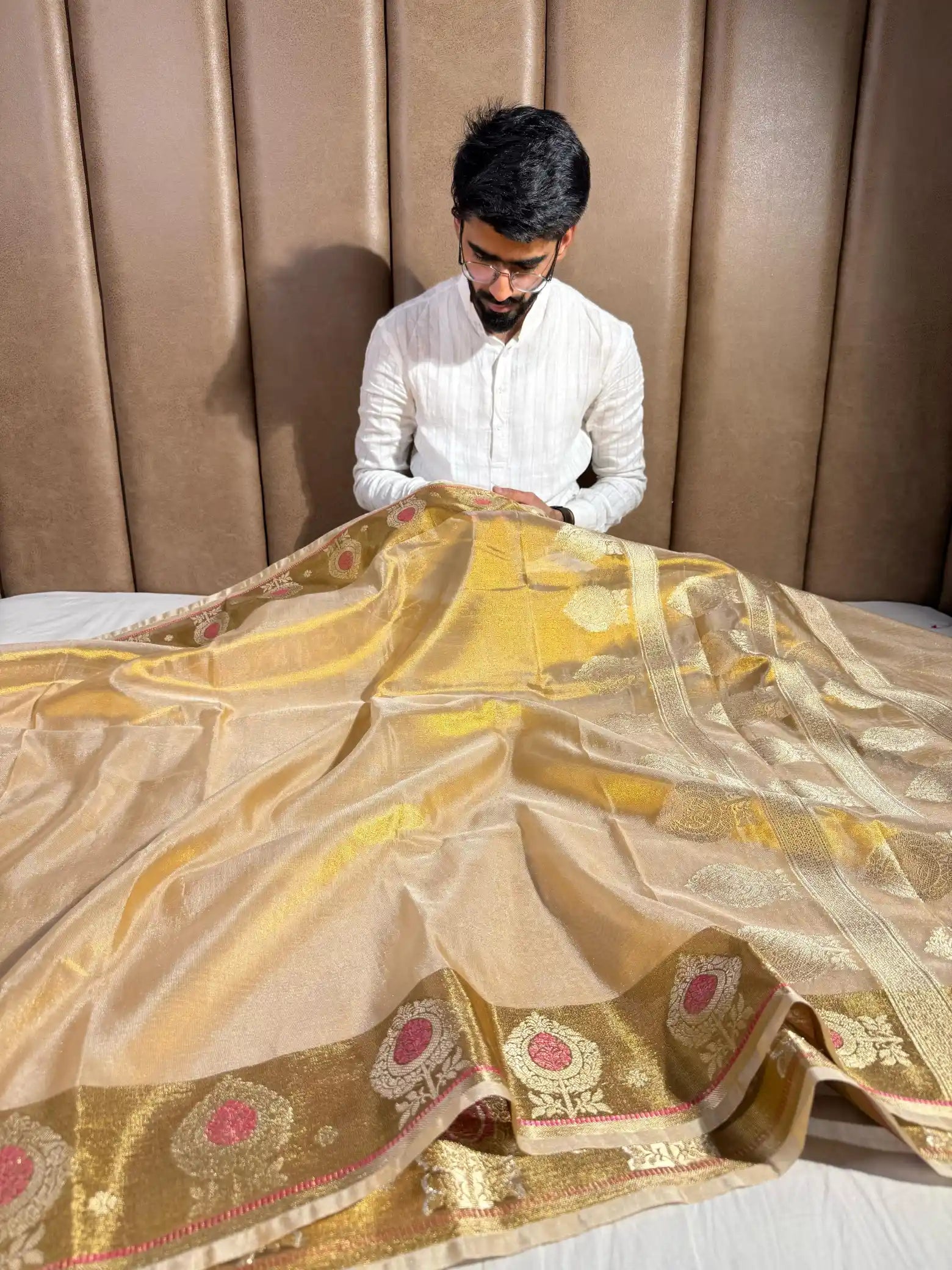 Exclusive Jacquard Weave Copper Tissue Silk Banarasi Saree