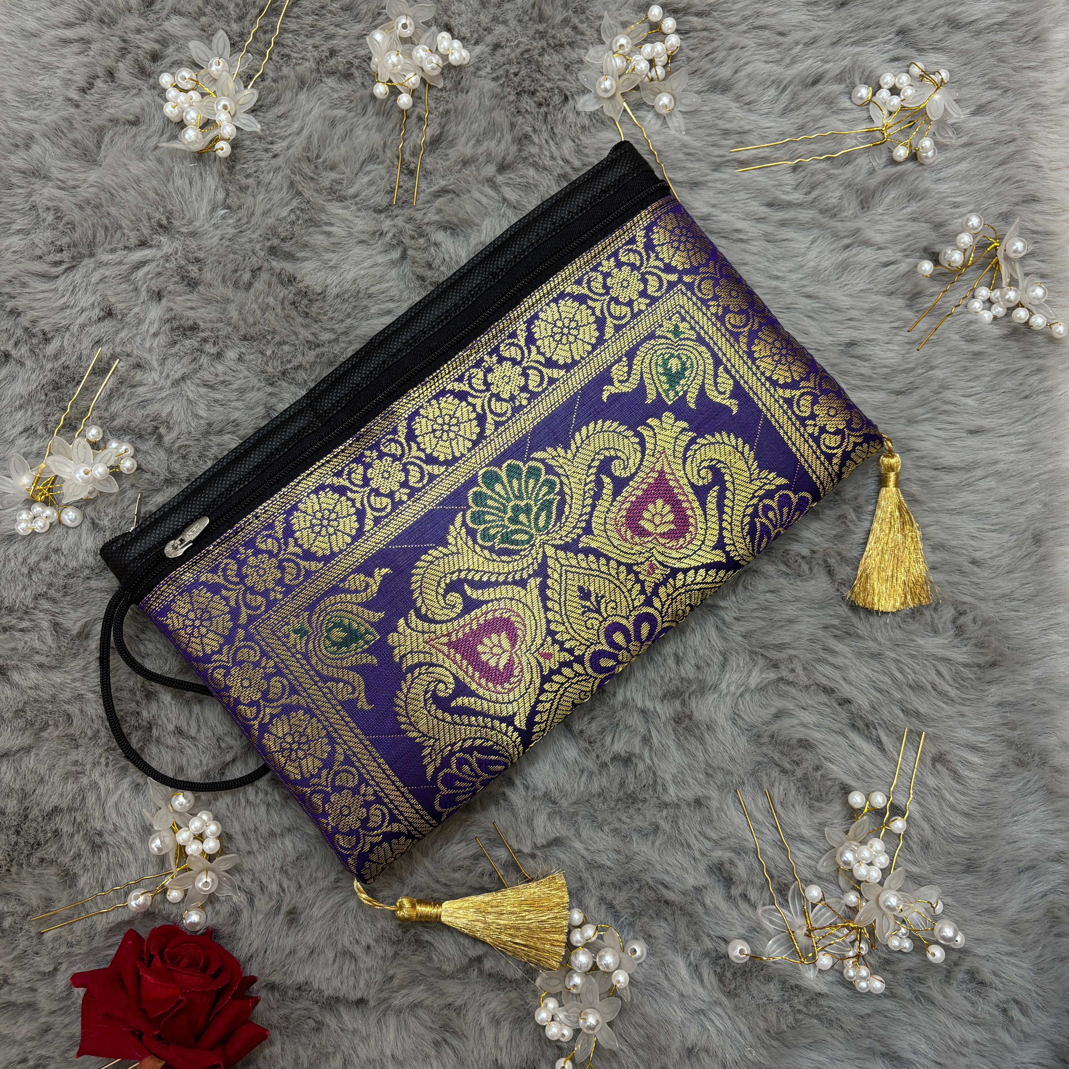 Exclusive Purple Handmade Banarasi Women Wallets