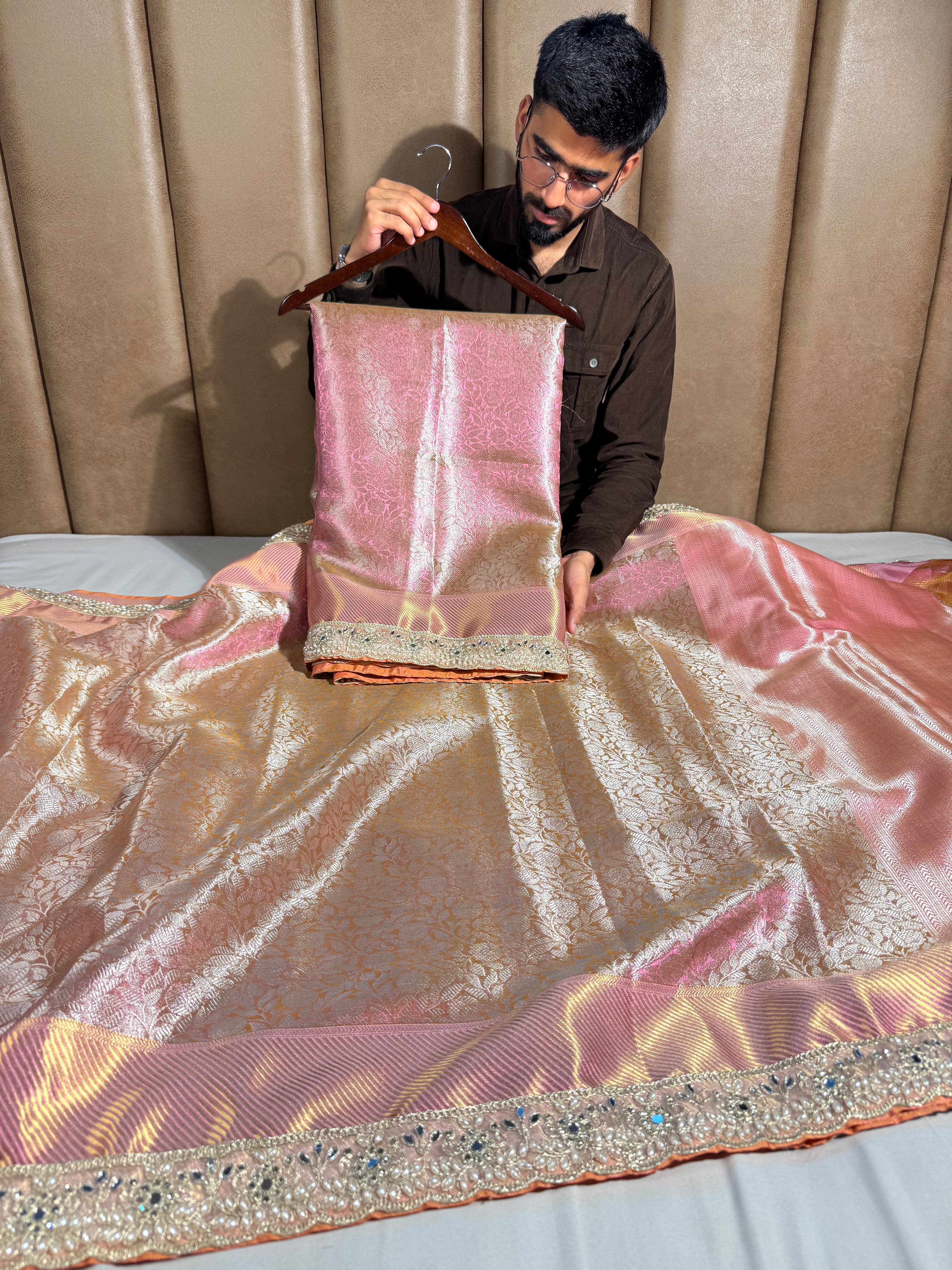 Sai Pallavi Ma’am Inspired Kanjivaram Tissue Silk Gota Lace Work Saree