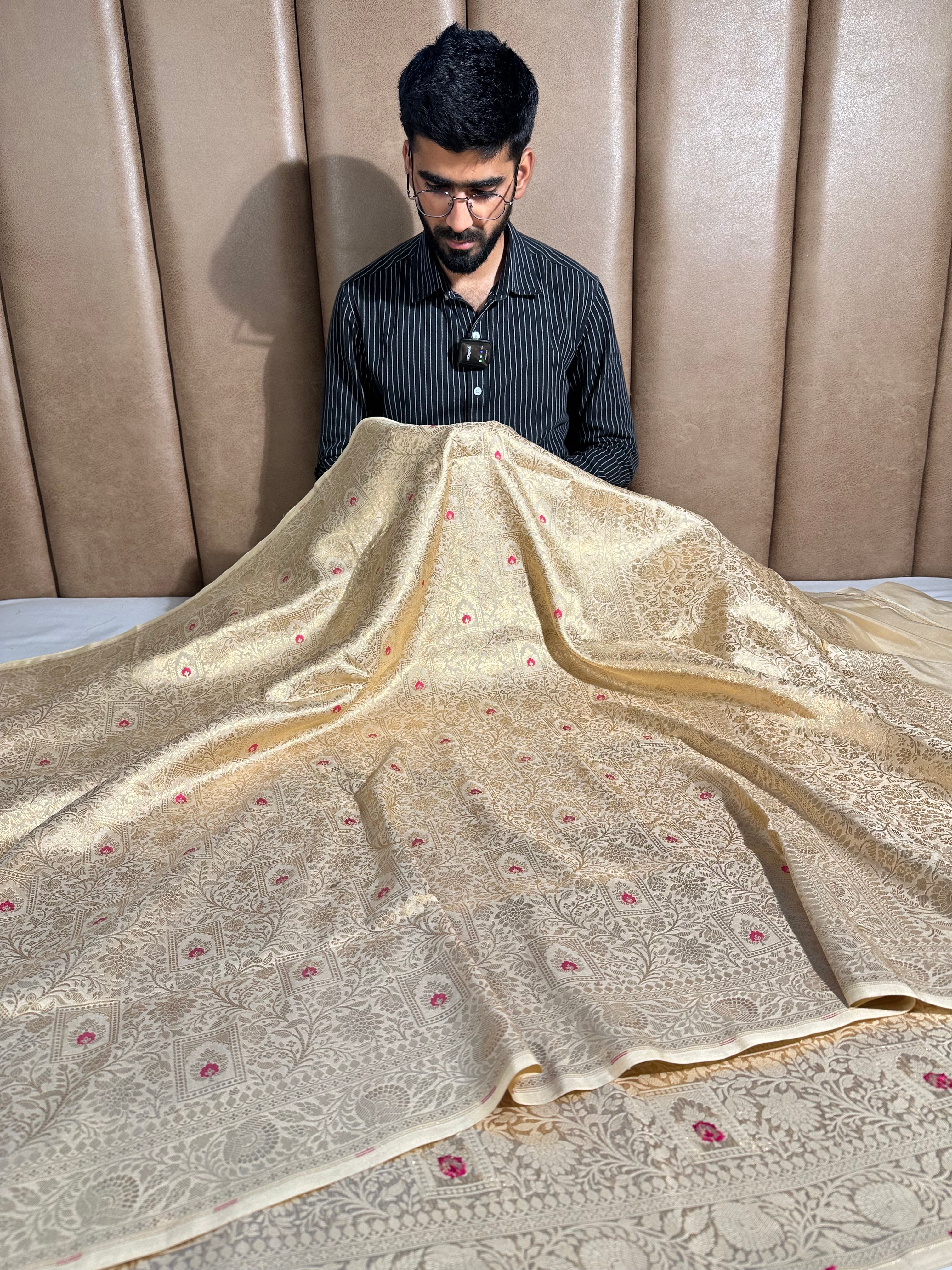 Ivory Pure Katan Silk Banarasi Saree