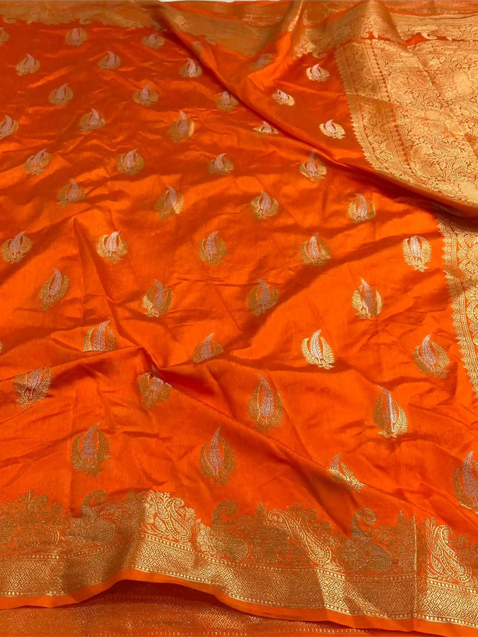 Fanta Orange Shade Warm Silk Traditional Banarasi Saree