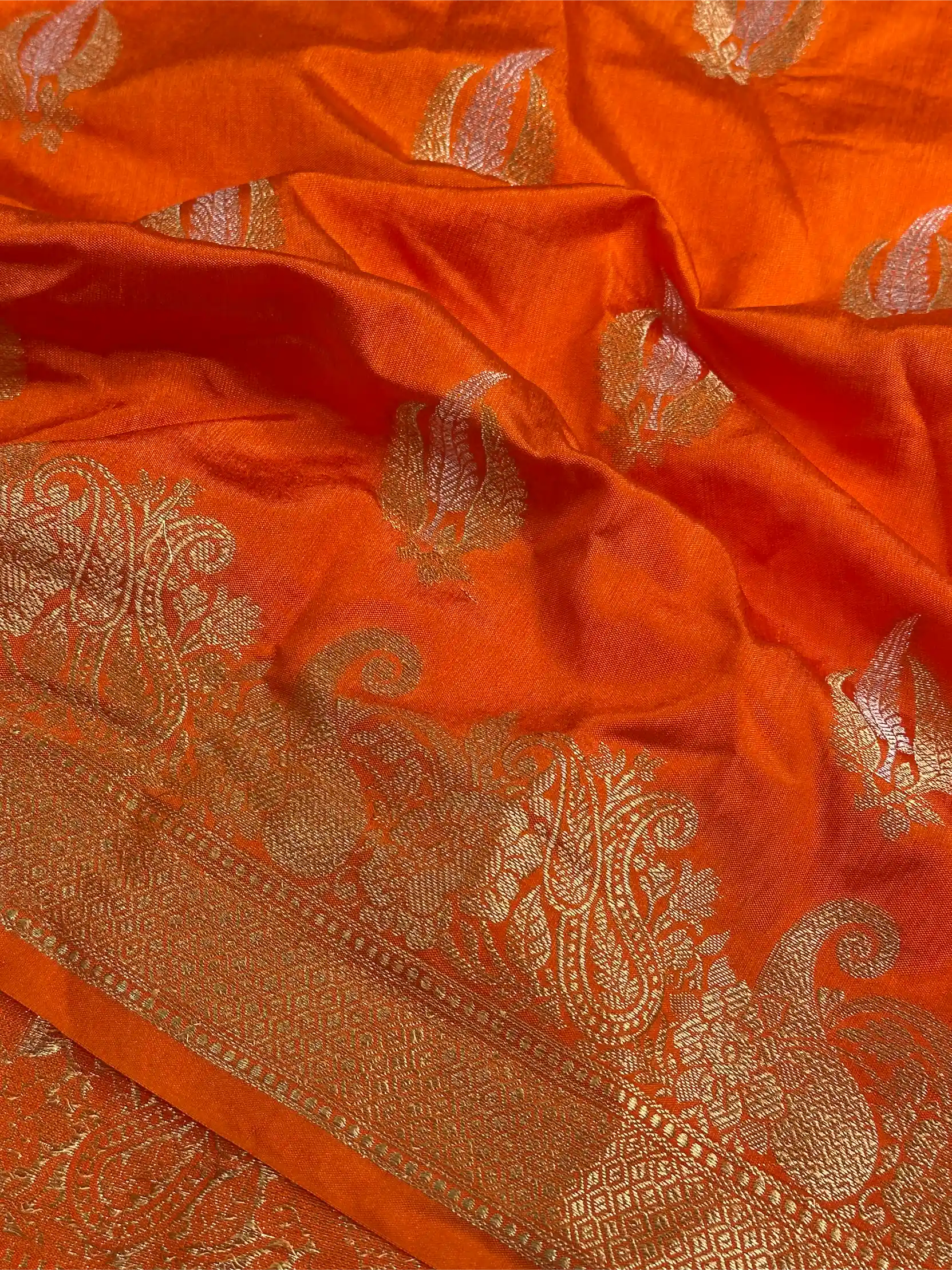 Fanta Orange Shade Warm Silk Traditional Banarasi Saree