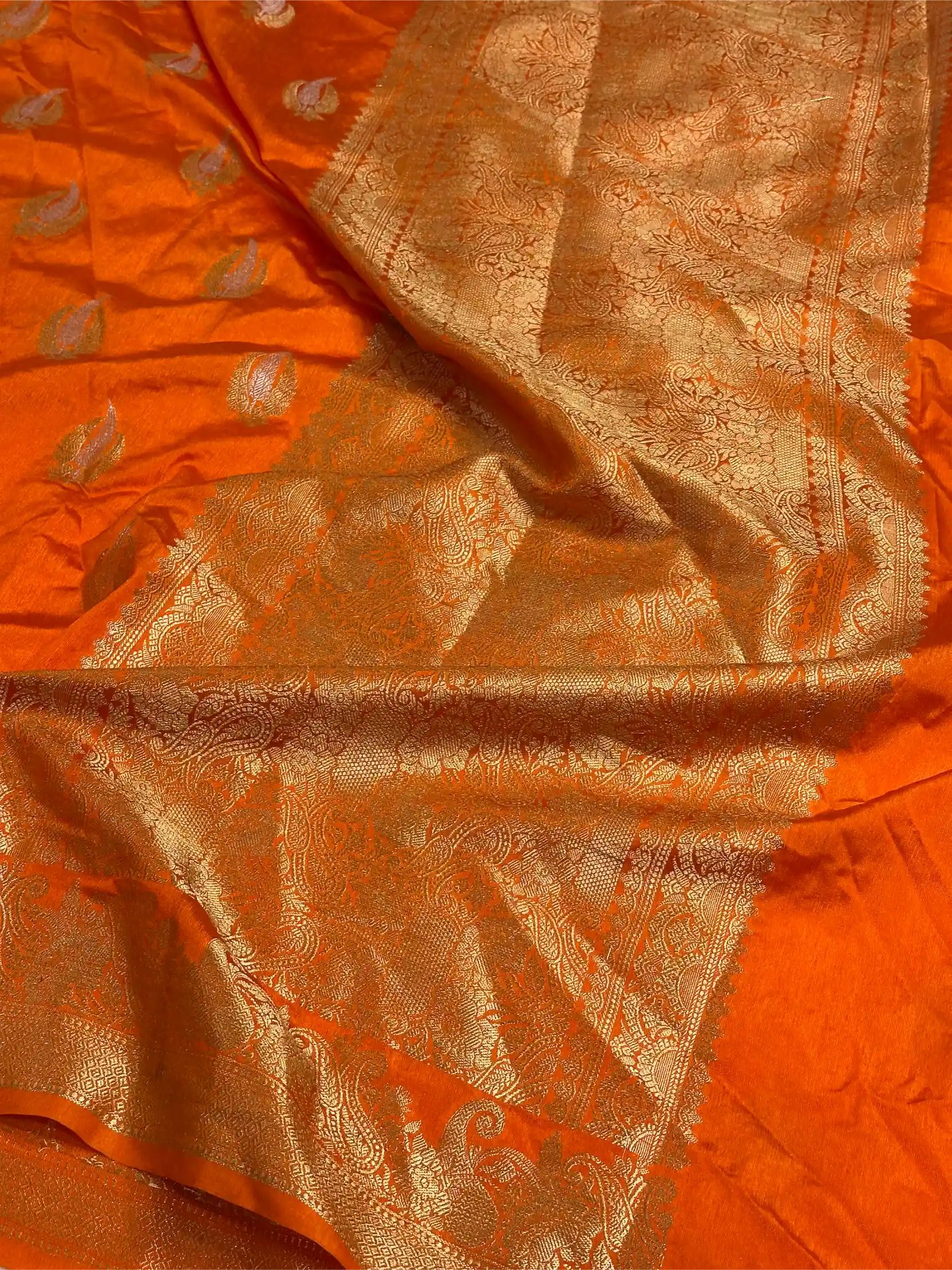 Fanta Orange Shade Warm Silk Traditional Banarasi Saree