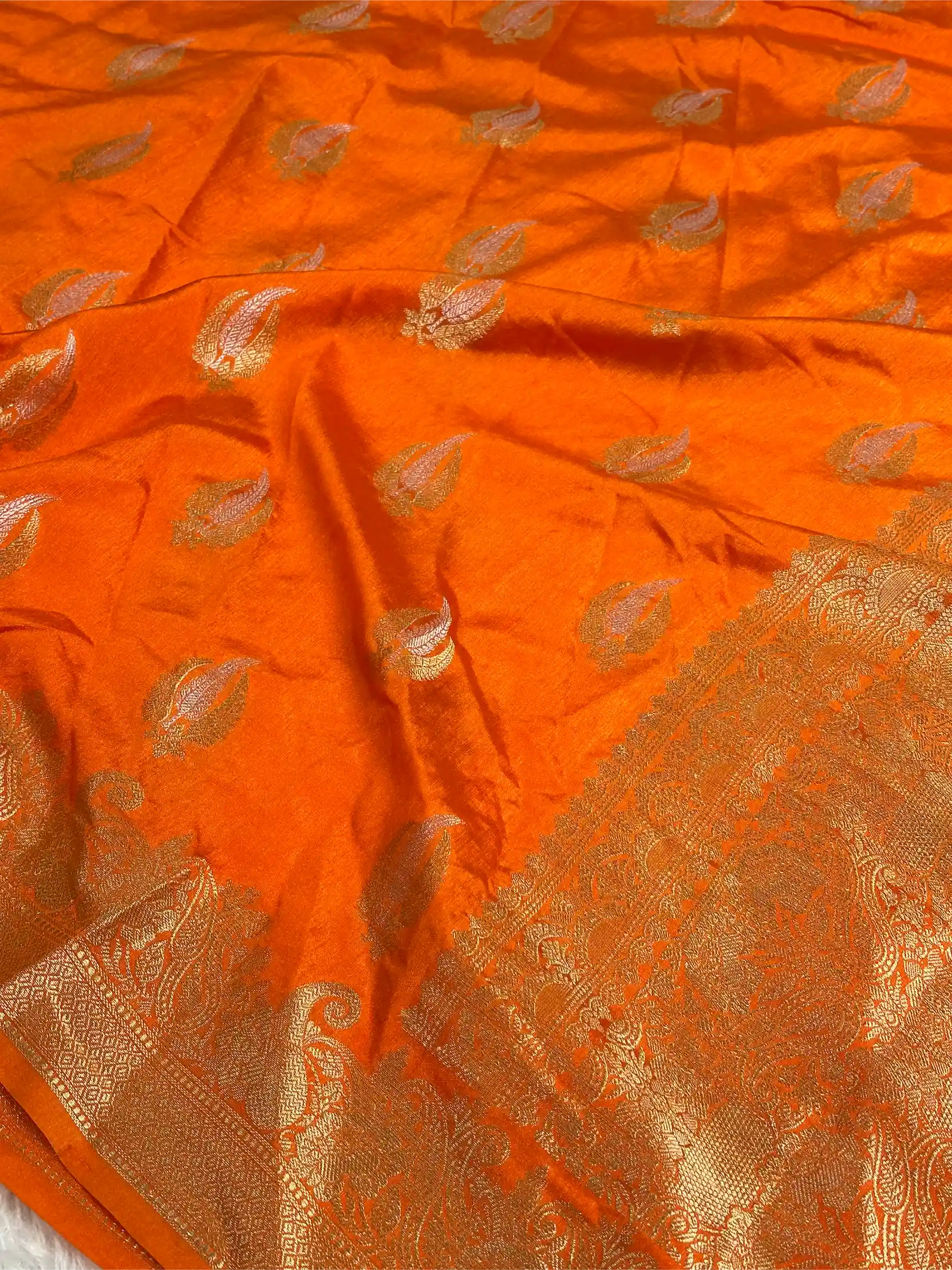 Fanta Orange Shade Warm Silk Traditional Banarasi Saree