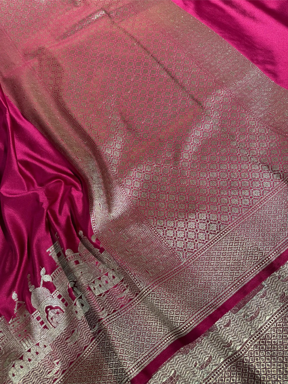 Ghats of Banaras in Rani Mashru katan silk saree