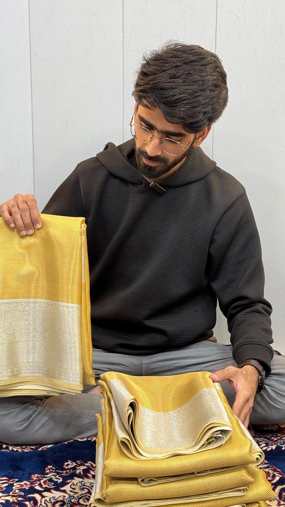 Golden Glass Tissue Silk Sona Rupa Banarasi Saree