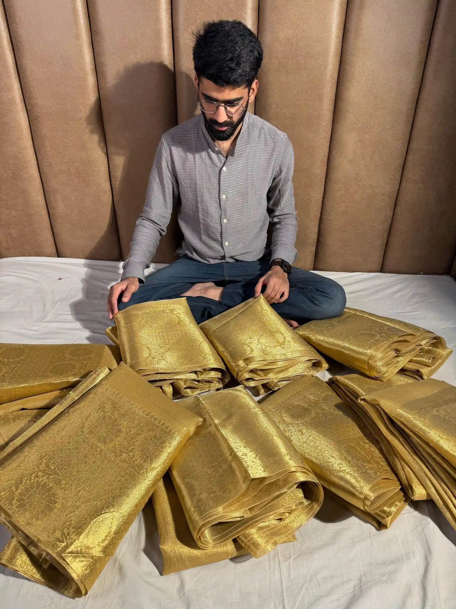 Golden Zari Kota Tissue Silk Banarasi Saree