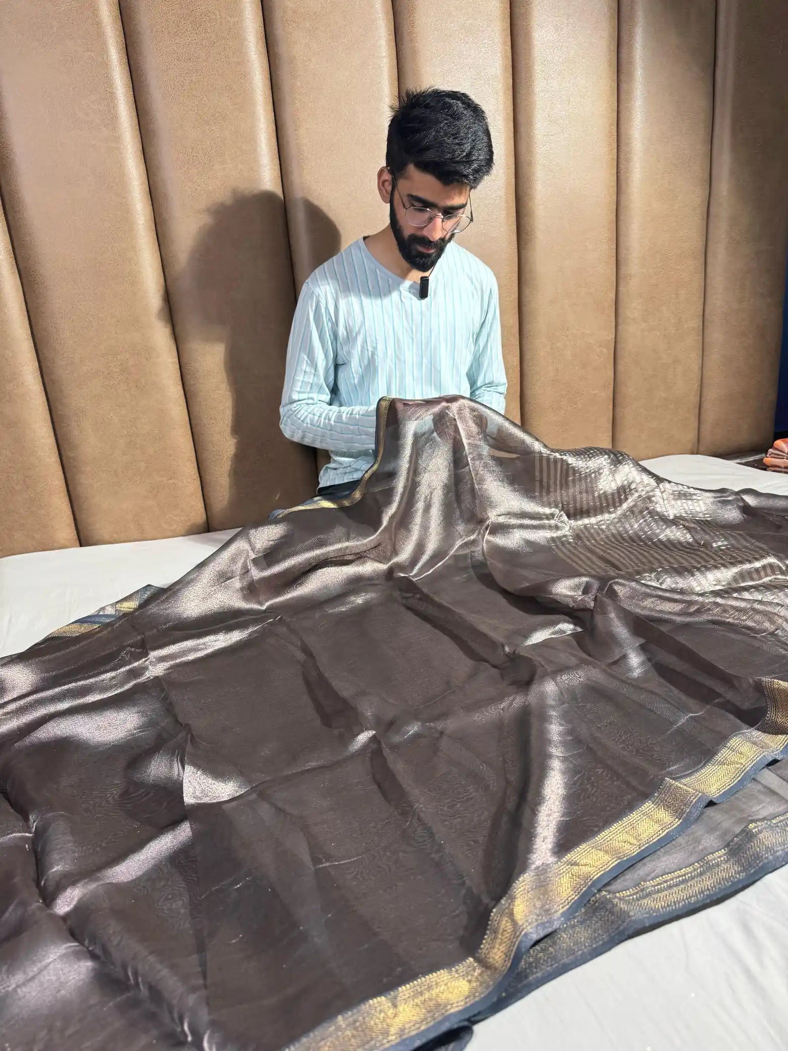 Grey Pure Tissue Silk Banarasi Saree