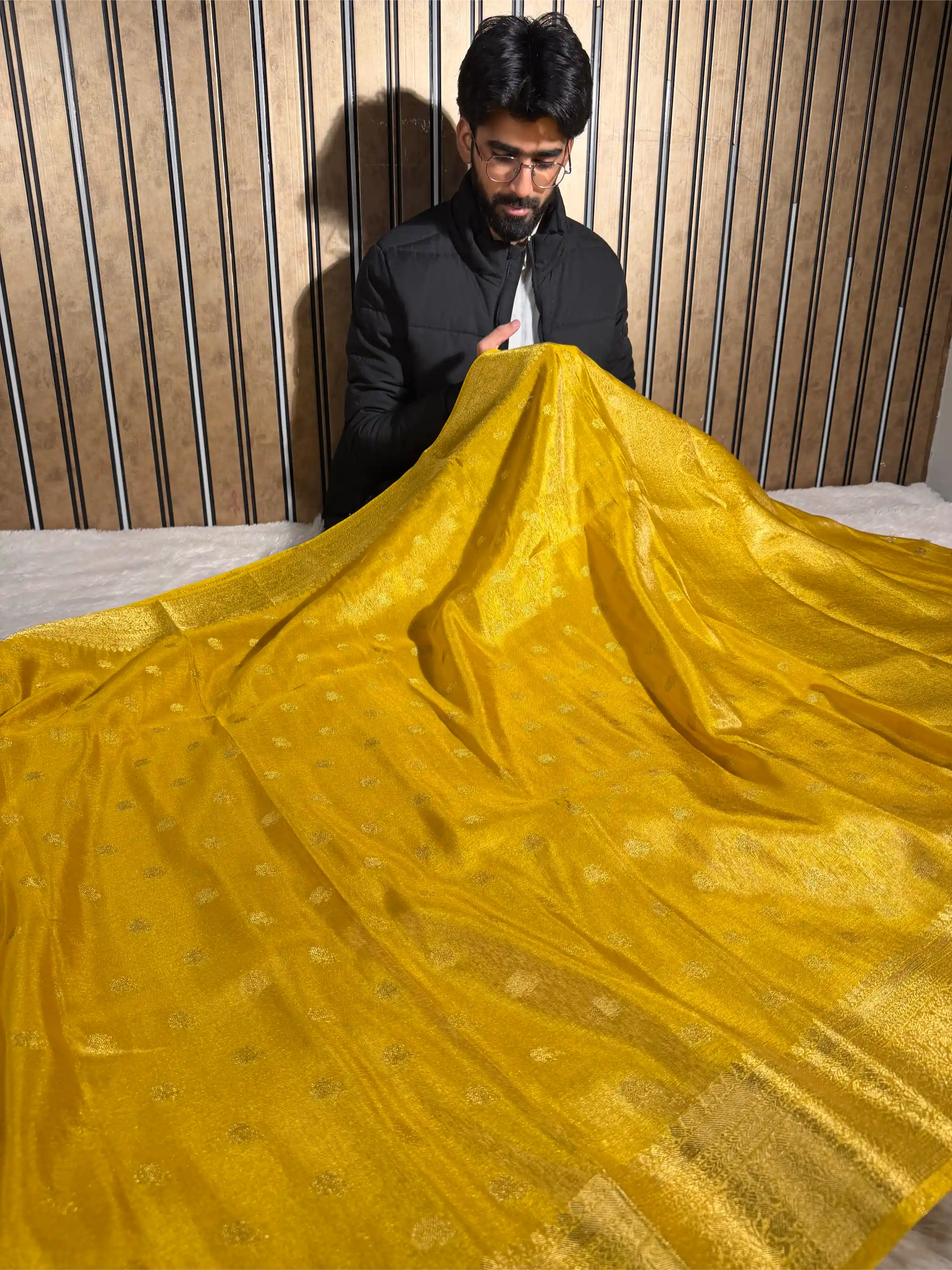 Haldi Yellow Breathable Soft Tissue Silk Banarasi Saree