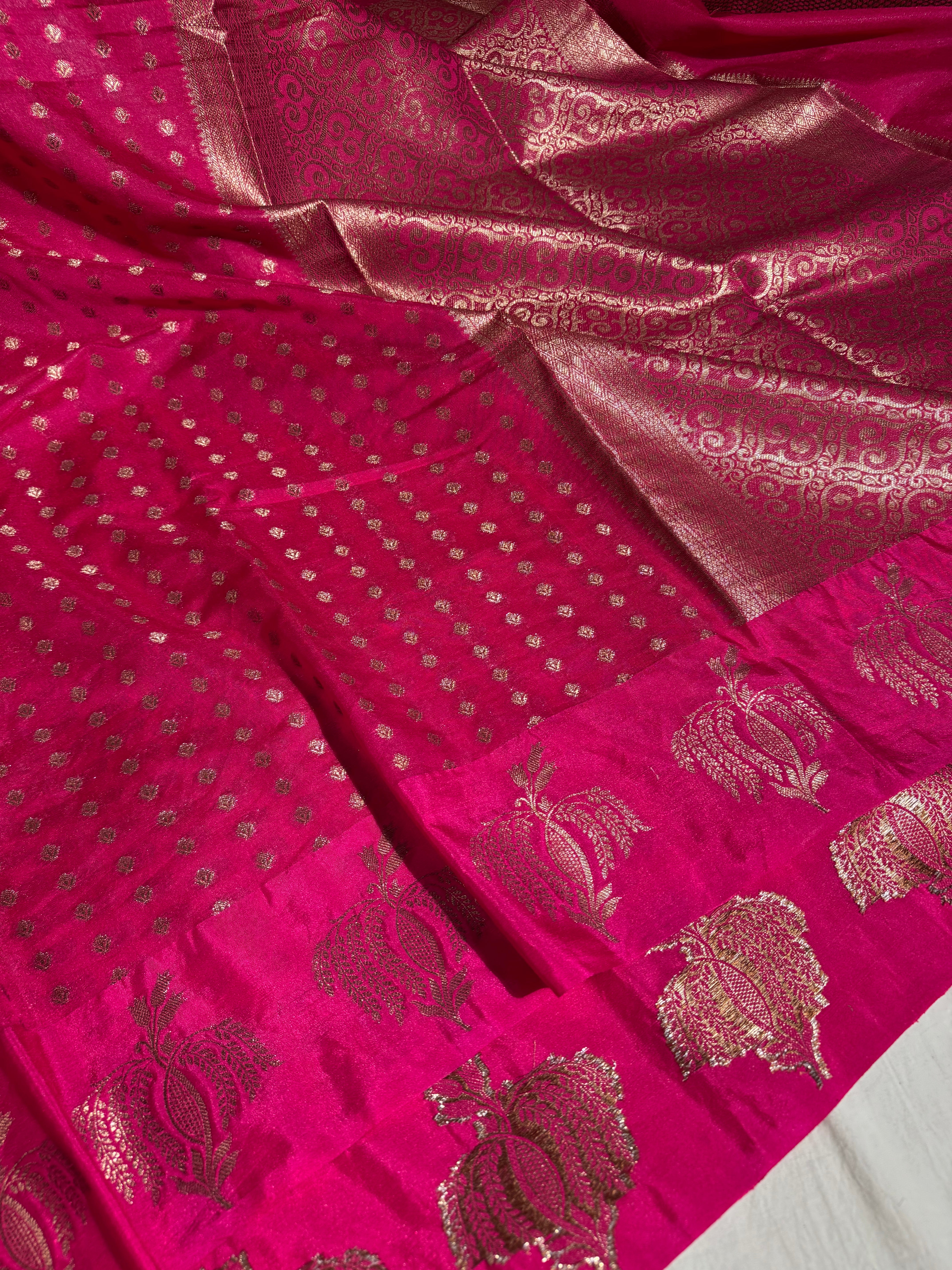 Rani Banarasi Georgette Silk Saree with Rich Pallu and Blouse