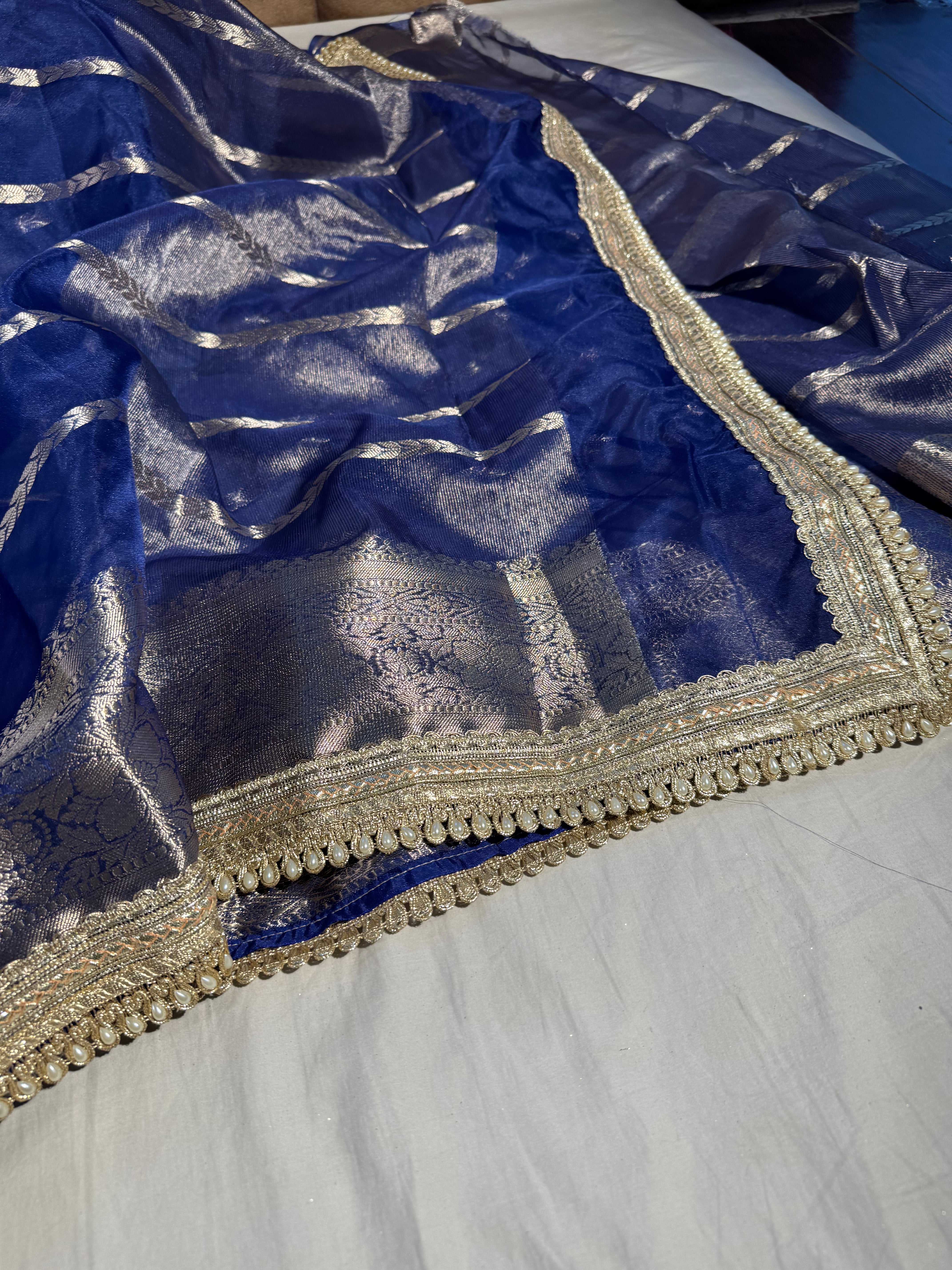 Banarasi organza silk saree with premium lace work