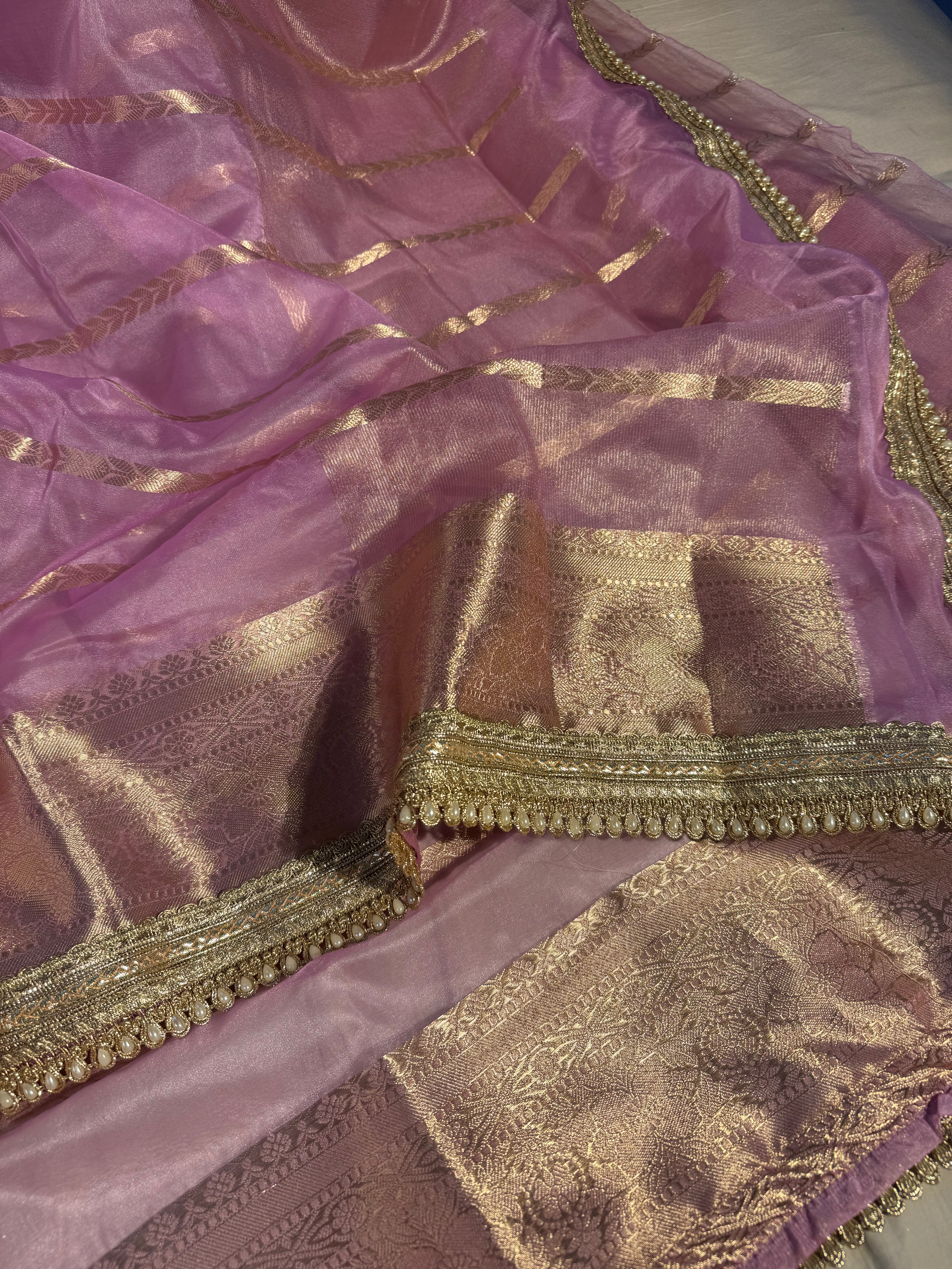 Banarasi organza silk saree with premium lace work