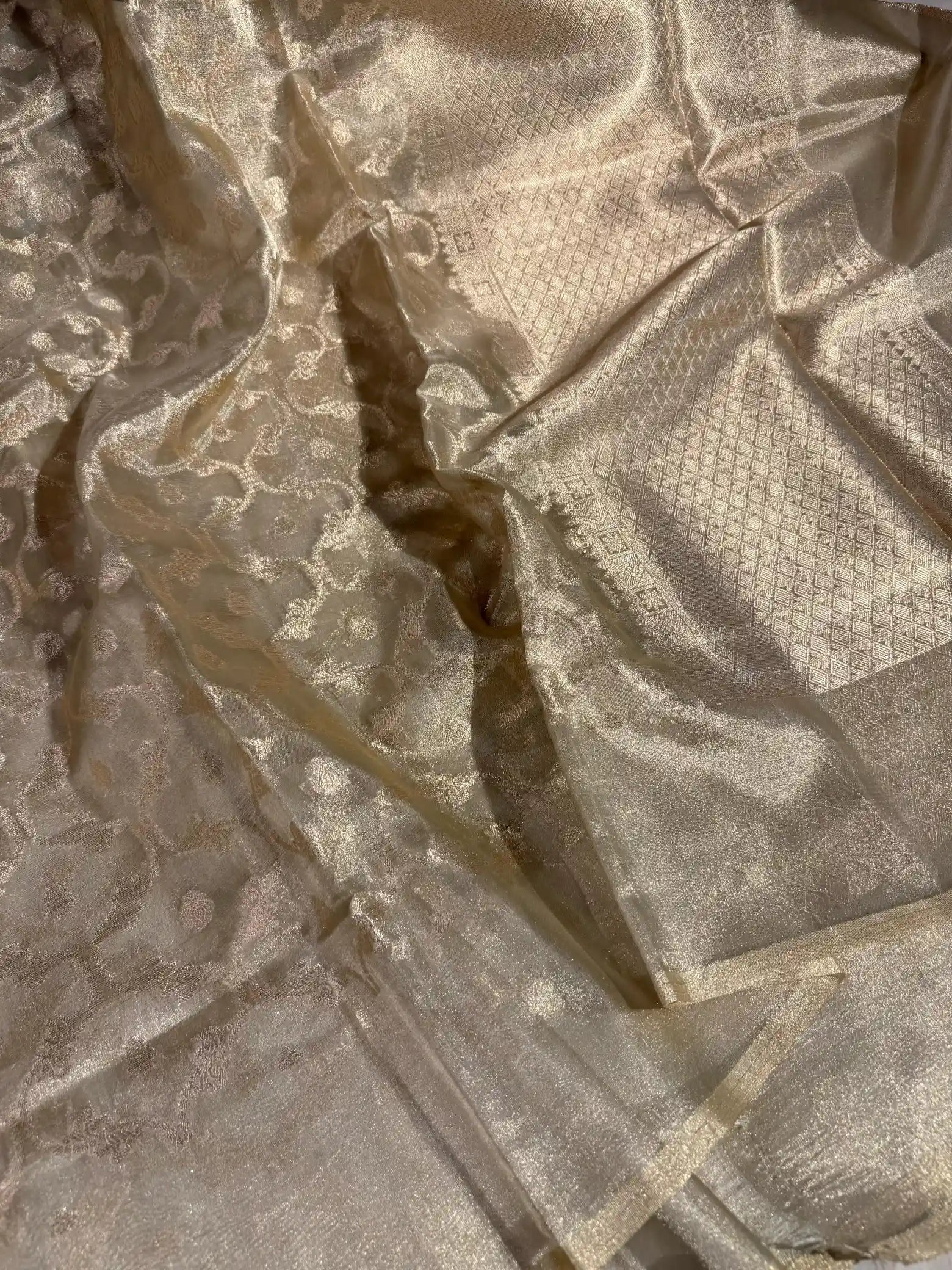 Ivory Gold Shade Soft Tissue Silk Banarasi Saree