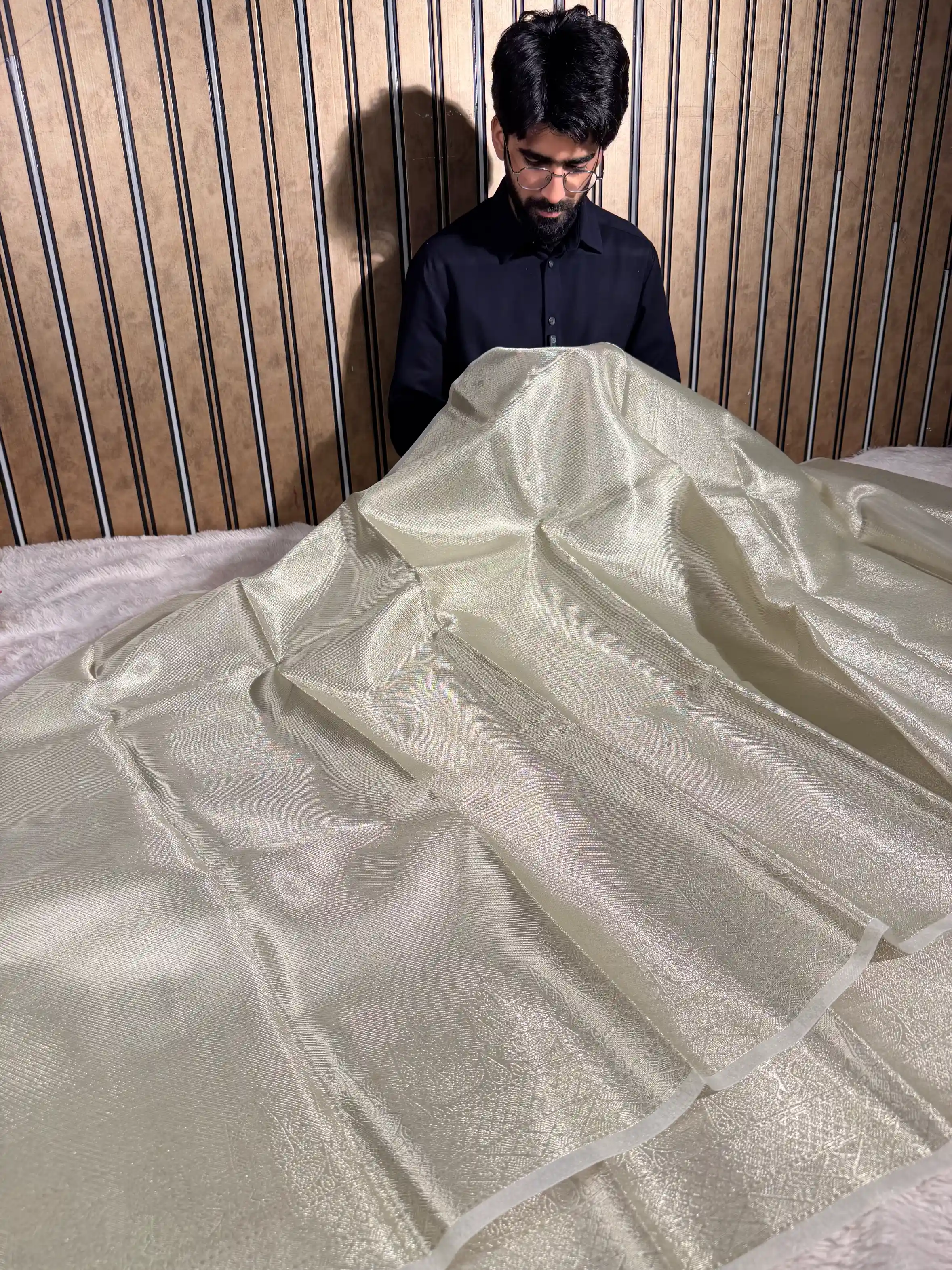 Ivory Tissue Brocade Banarasi Saree