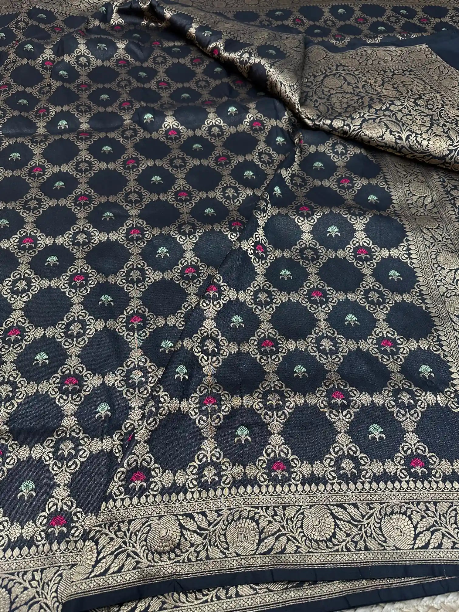 Jangla Weave Concept Pure Katan Silk Banarasi Saree