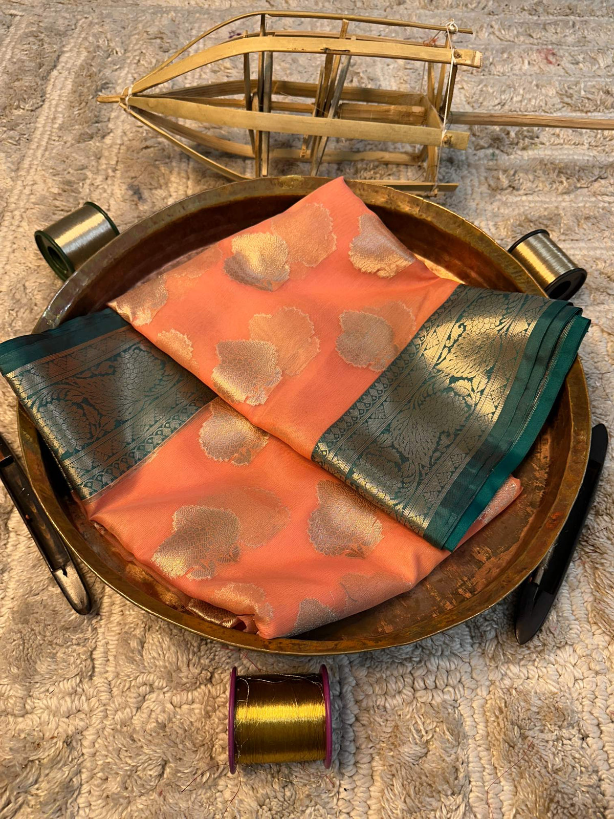 Soft Cotton Silk Rtique Zari Banarasi Saree