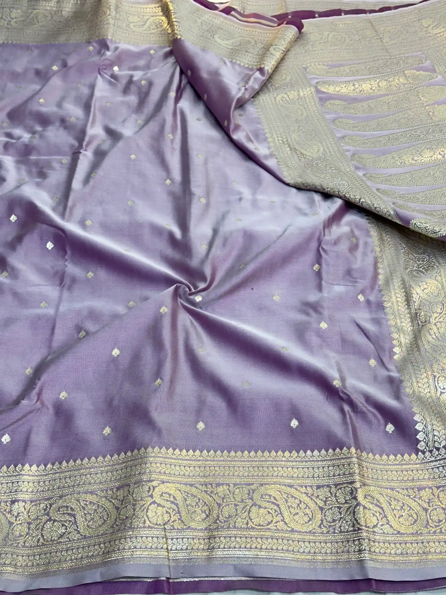 Lavender Premium Mashru Katan Silk Banarasi Saree