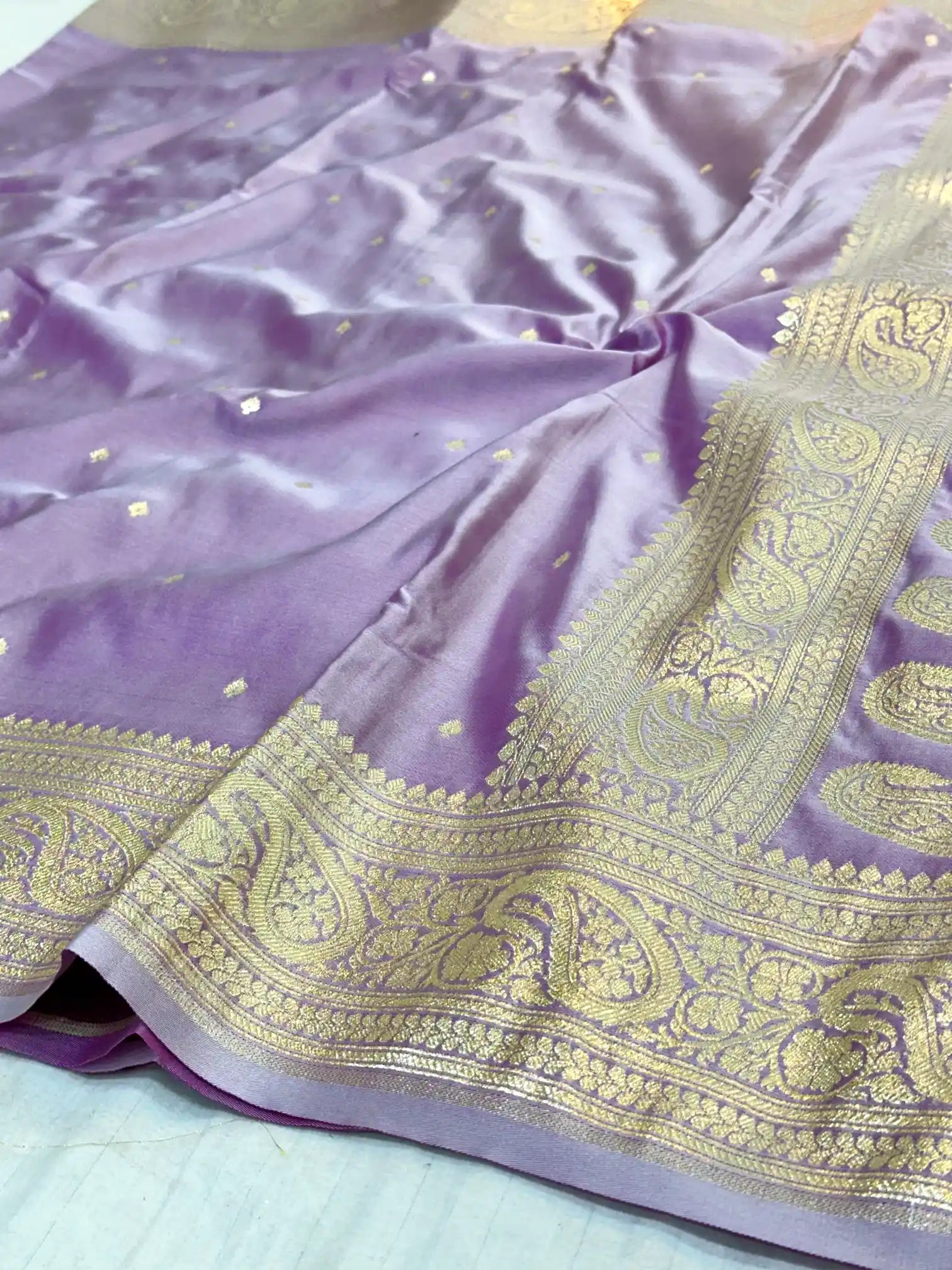 Lavender Premium Mashru Katan Silk Banarasi Saree