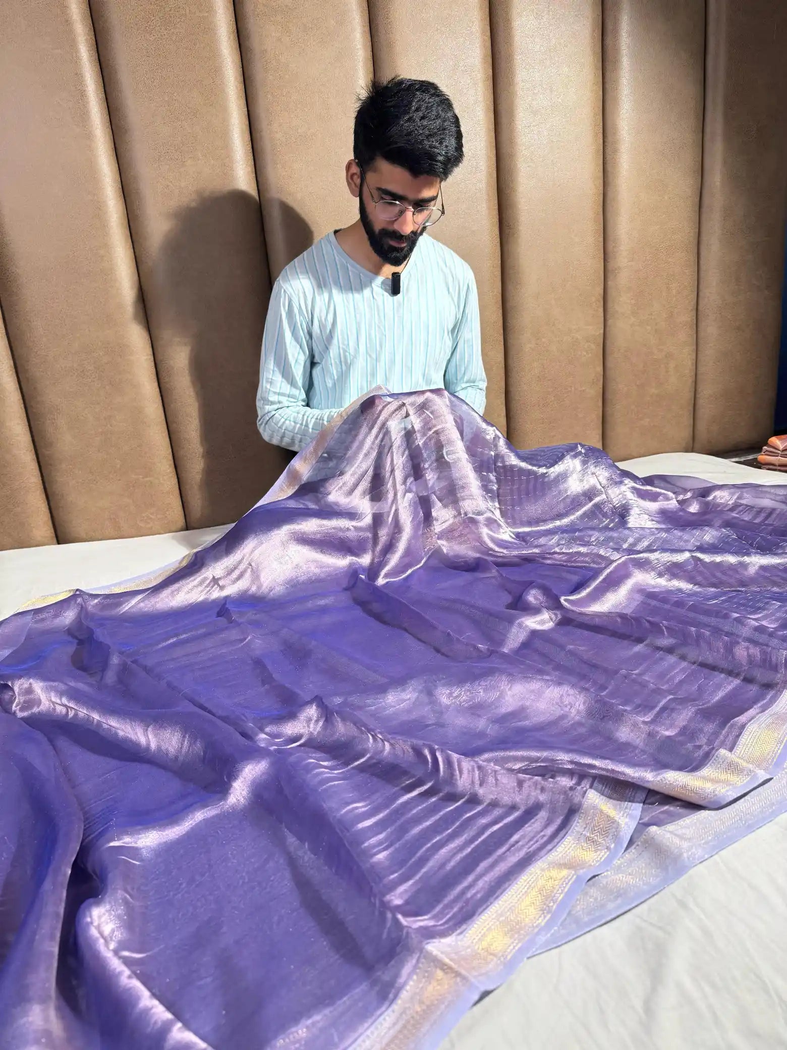 Lavender Pure Tissue Silk Banarasi Saree