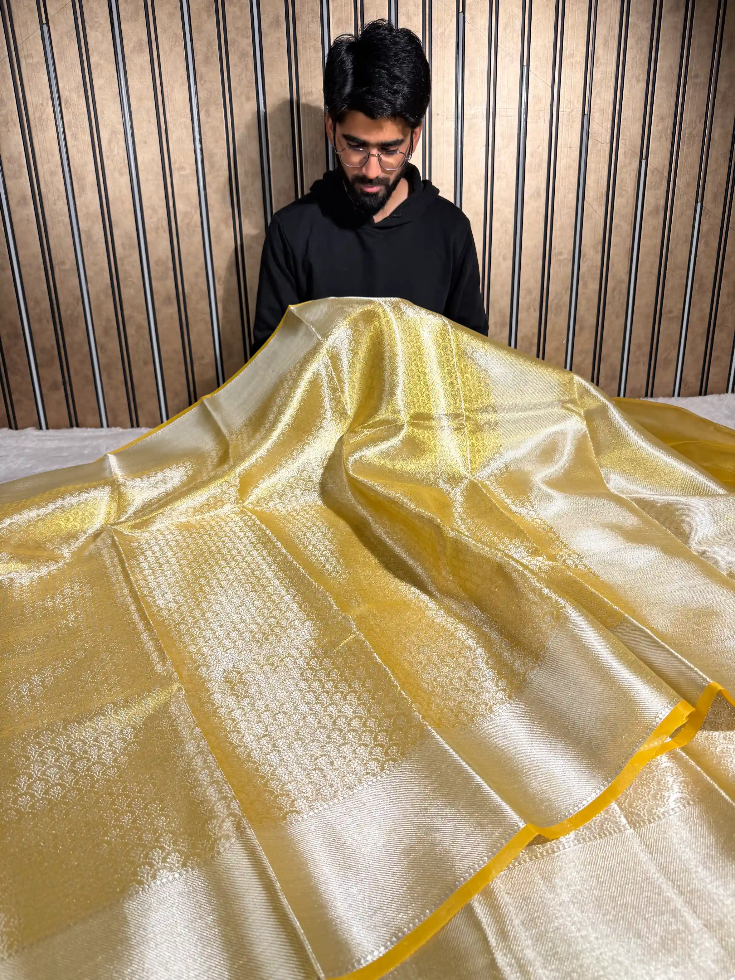 Lemon Yellow Tissue Silk Traditional Banarasi Saree