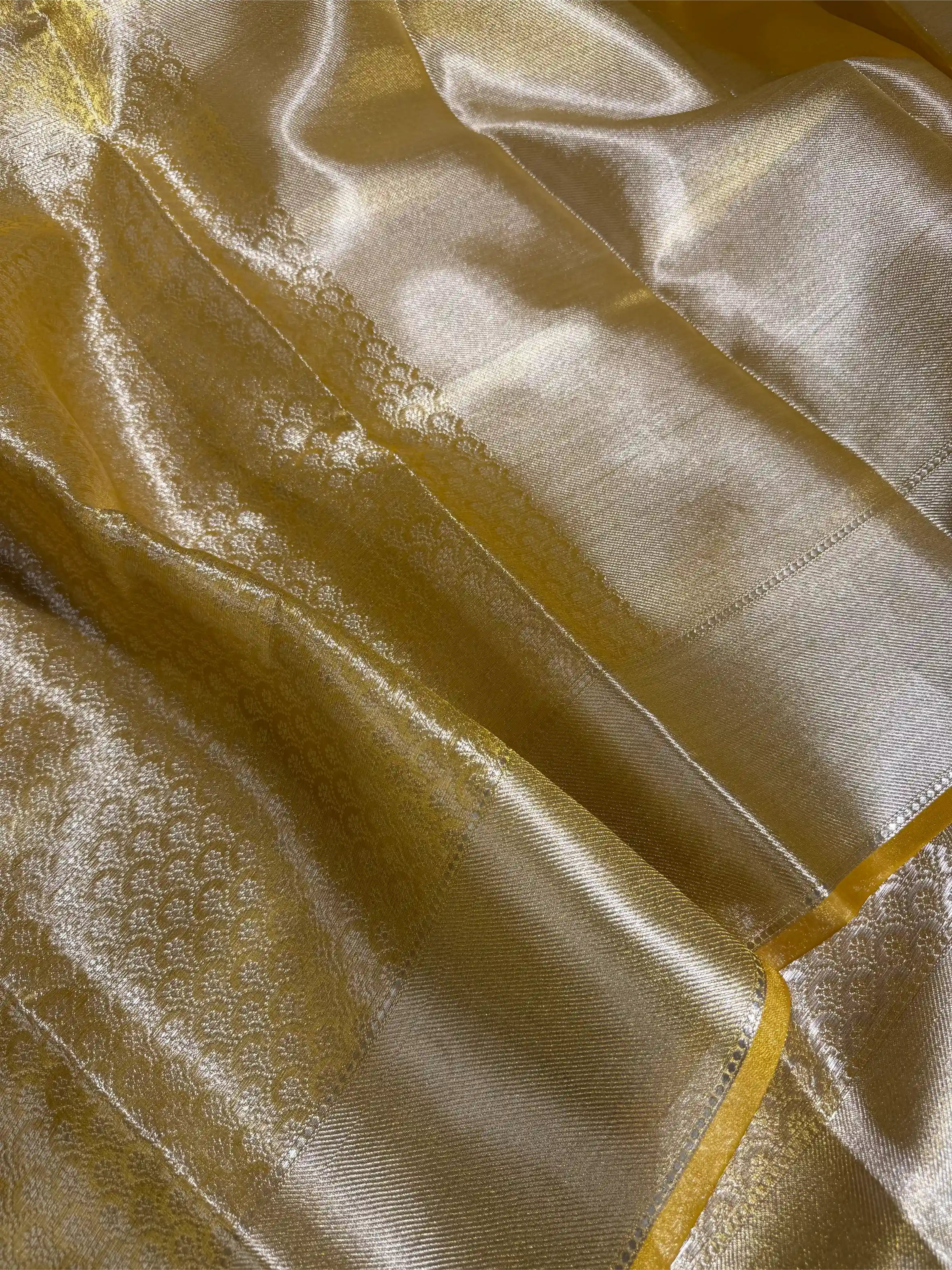 Lemon Yellow Tissue Silk Traditional Banarasi Saree