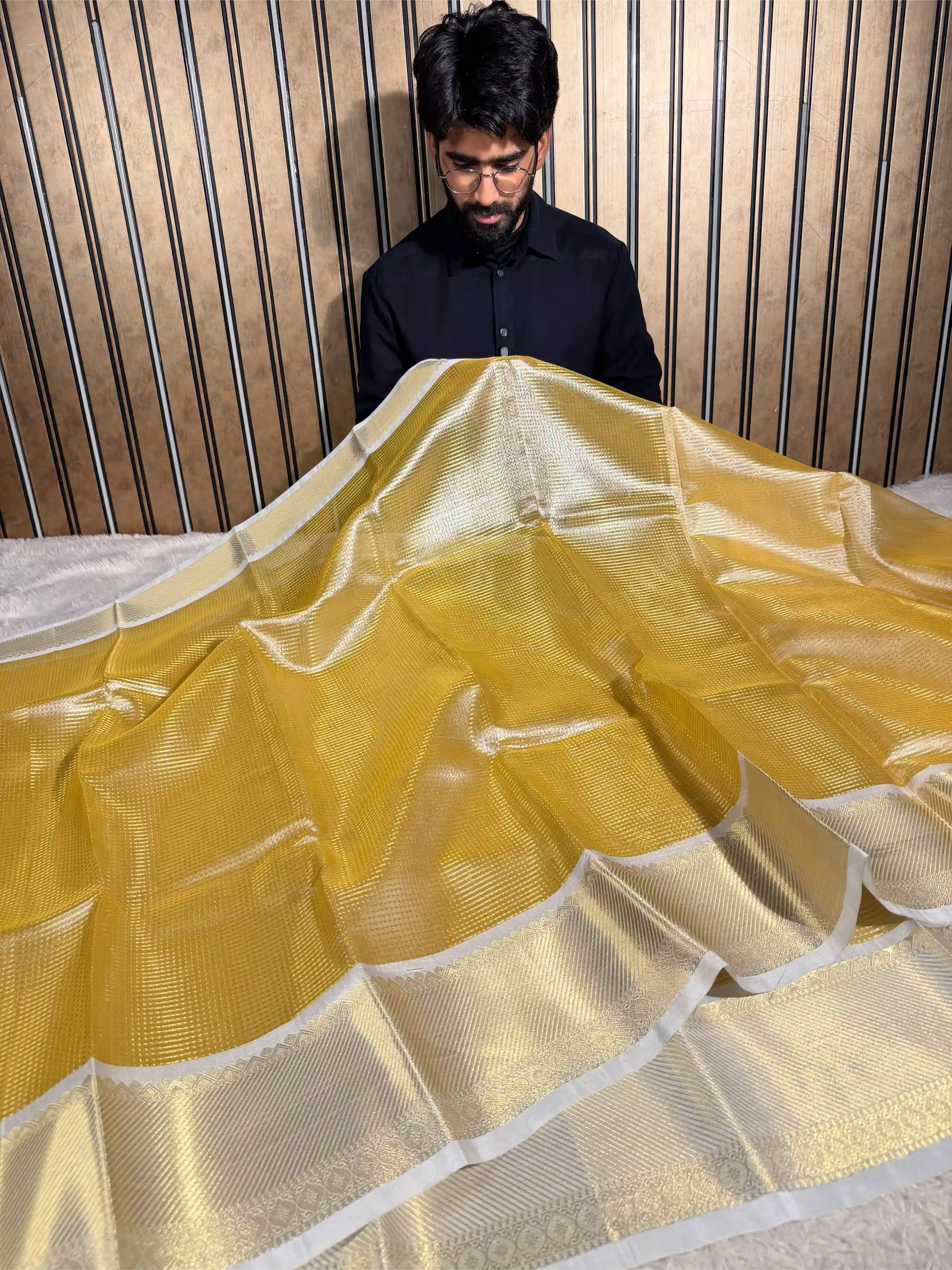 Light Cream Brocade Kanjivaram Tissue Saree