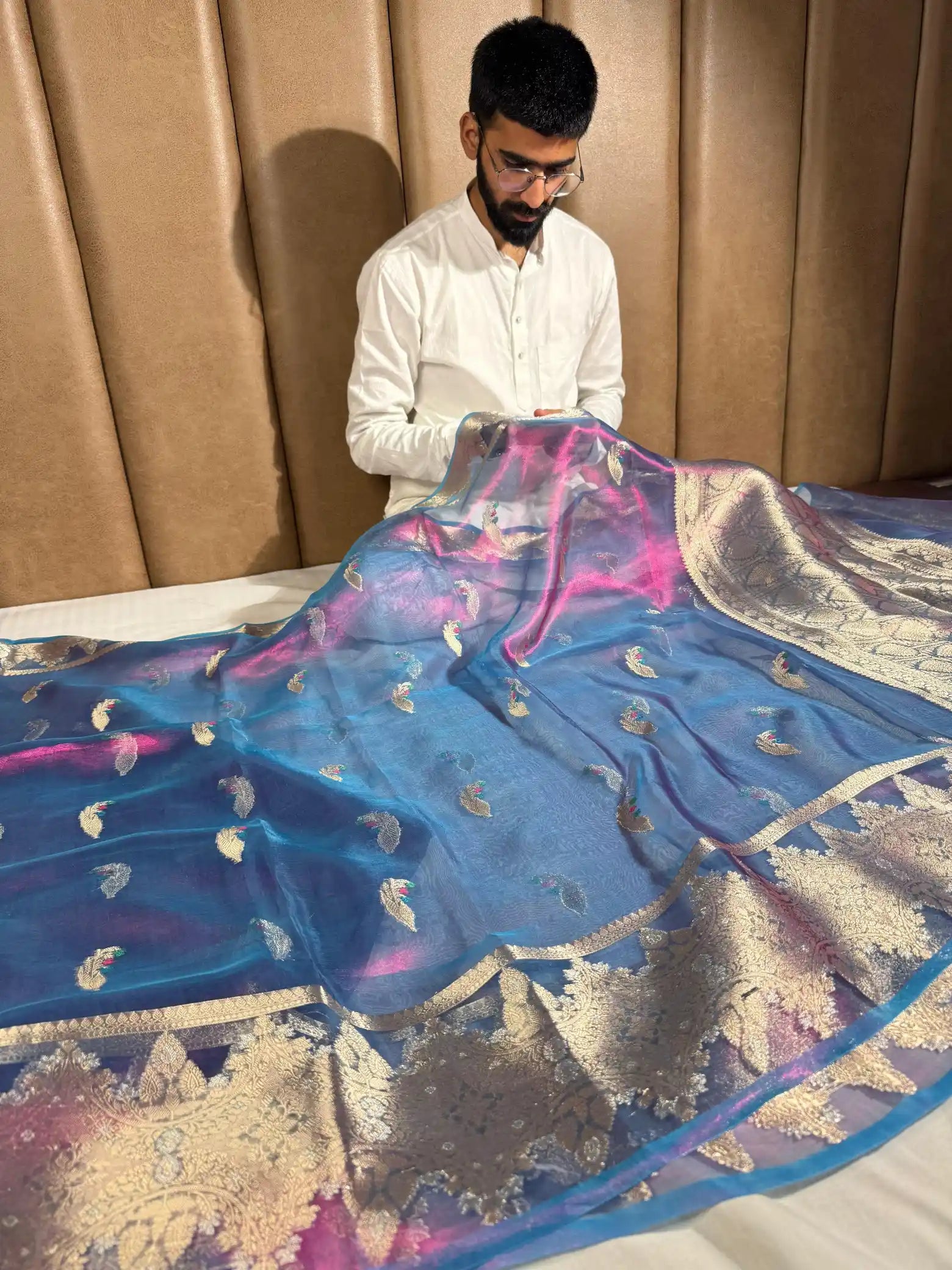 Light Firozi Pure Tissue Silk Heritage Banarasi Saree