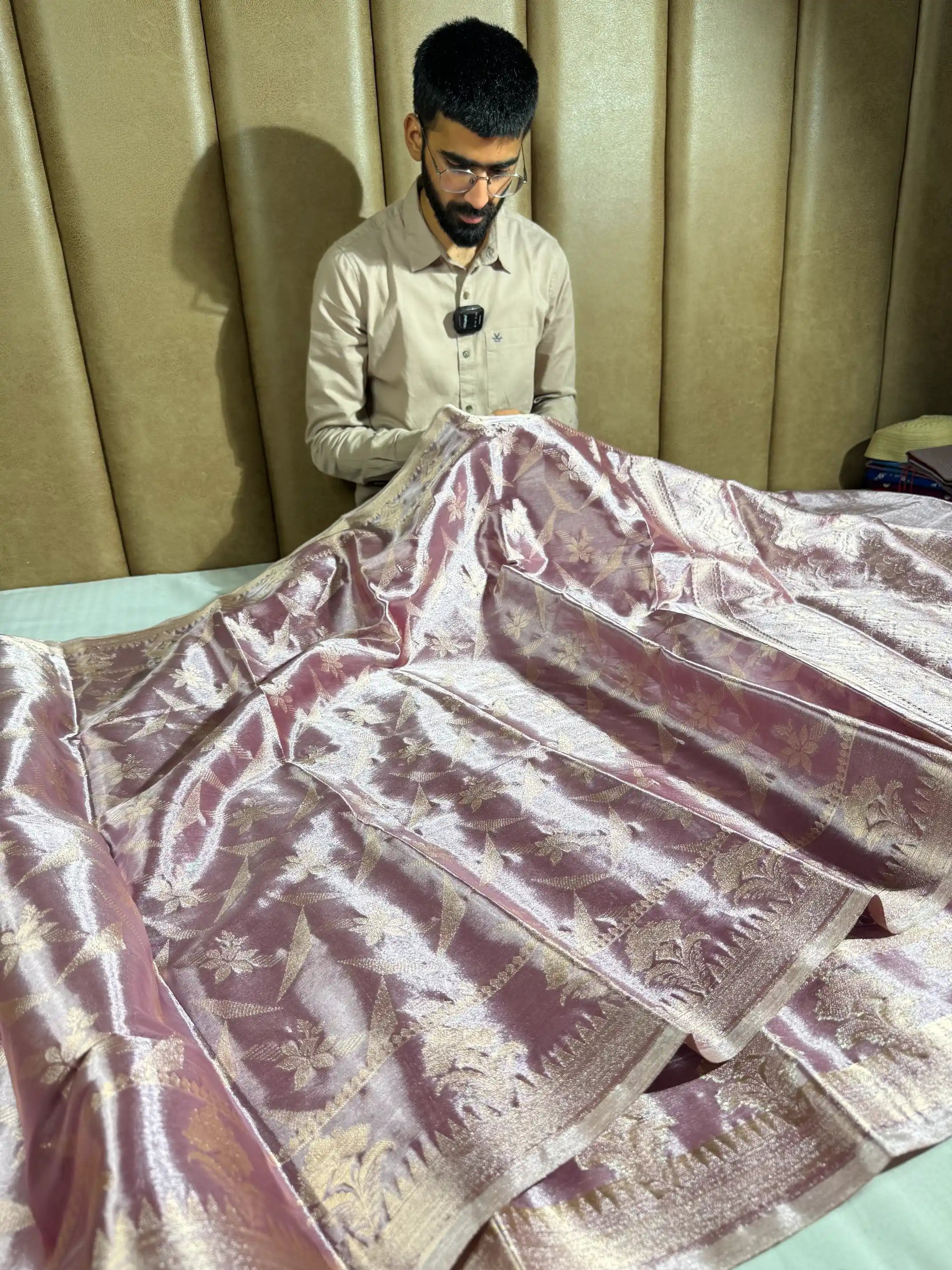 Light Lavender Kathan Tissue Silk Banarasi Saree