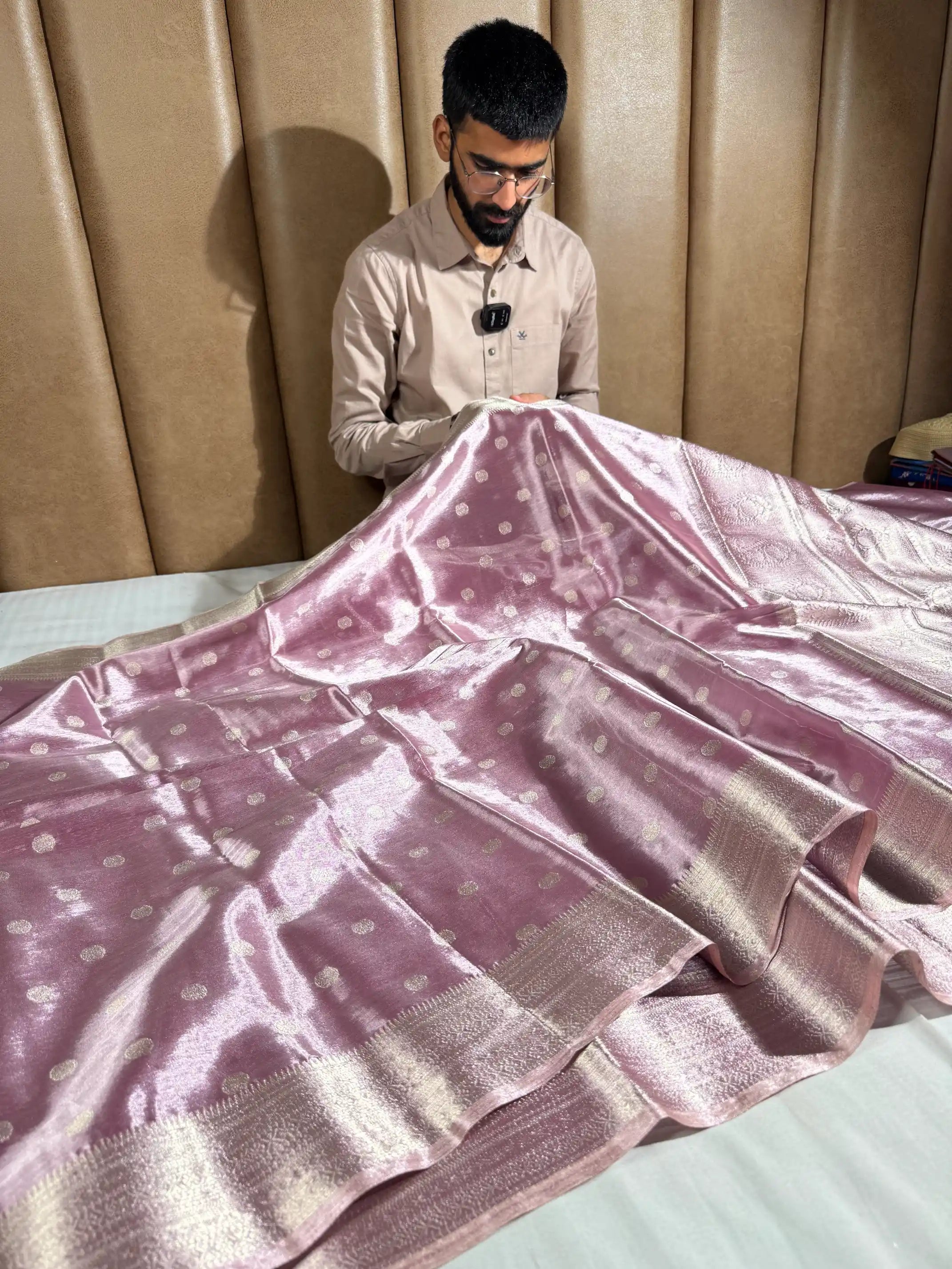 Light Lavender Kathan Tissue Silk Banarasi Saree