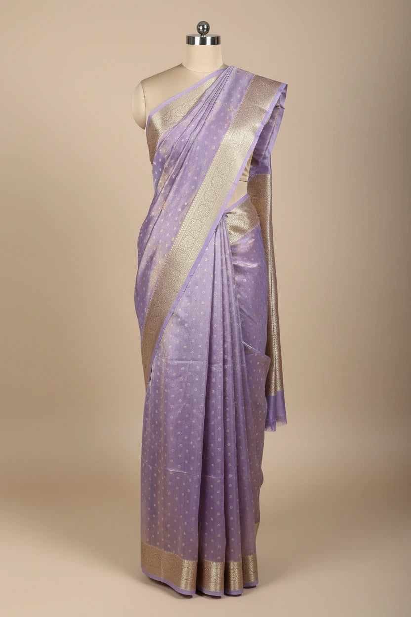 Light Lavender Pure Tissue Silk Eccentric Banarasi Saree