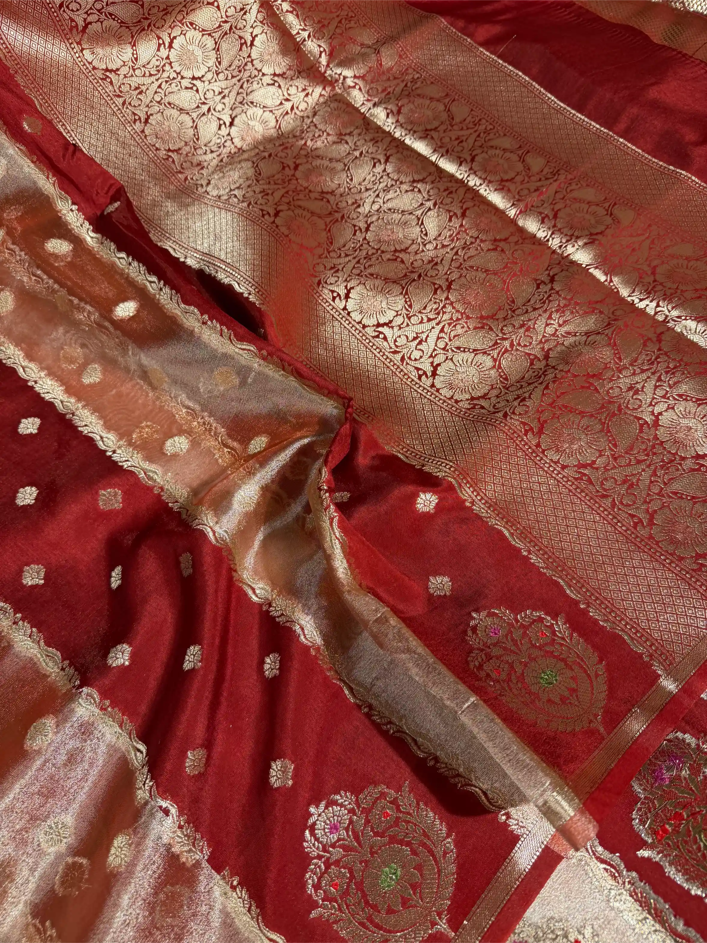 Light Maroon Chinia Tissue Silk Heritage Weave Banarasi Saree