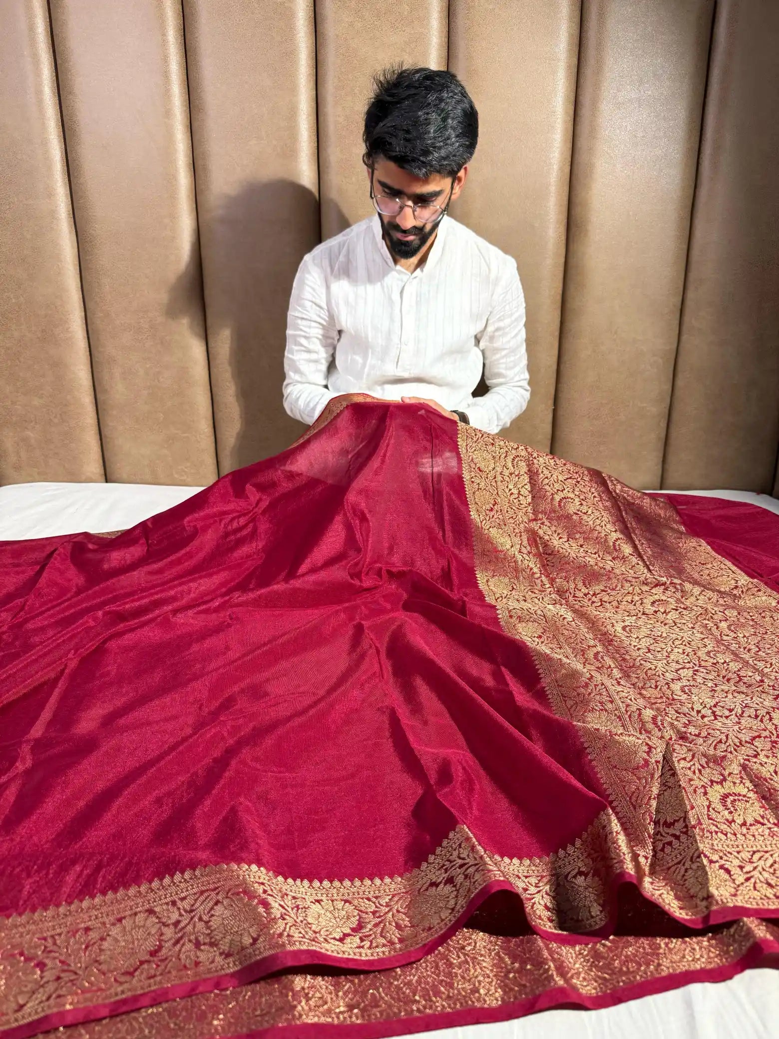 Light Maroon Mysore Silk Banarasi Saree
