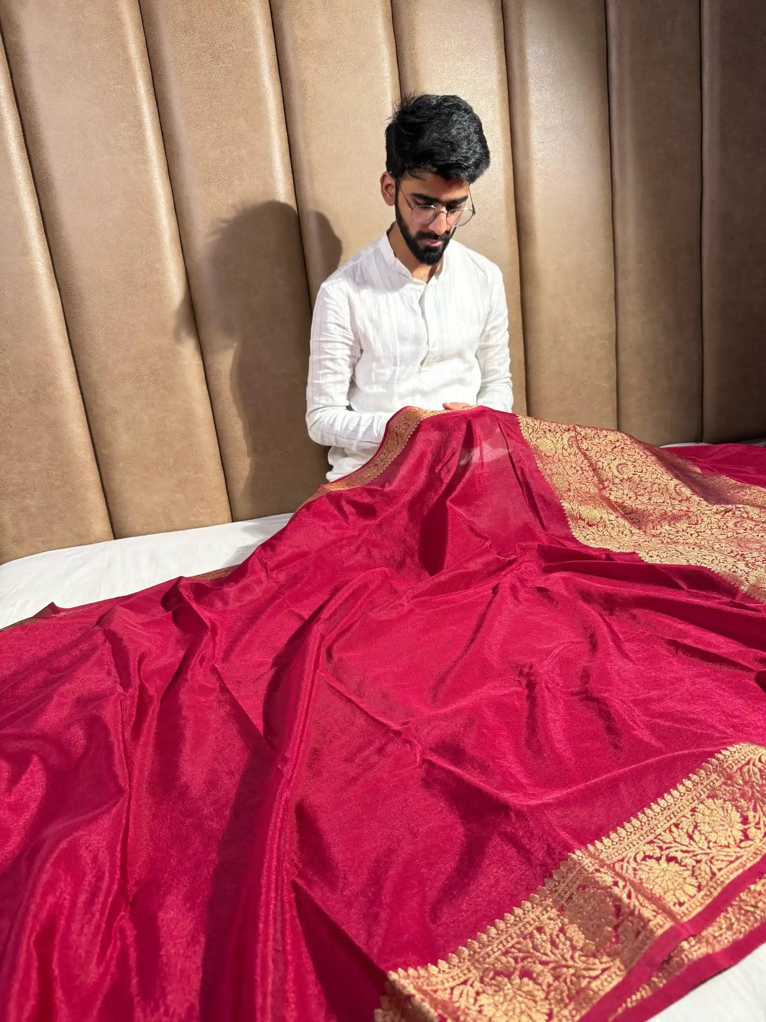 Light Maroon Mysore Silk Banarasi Saree