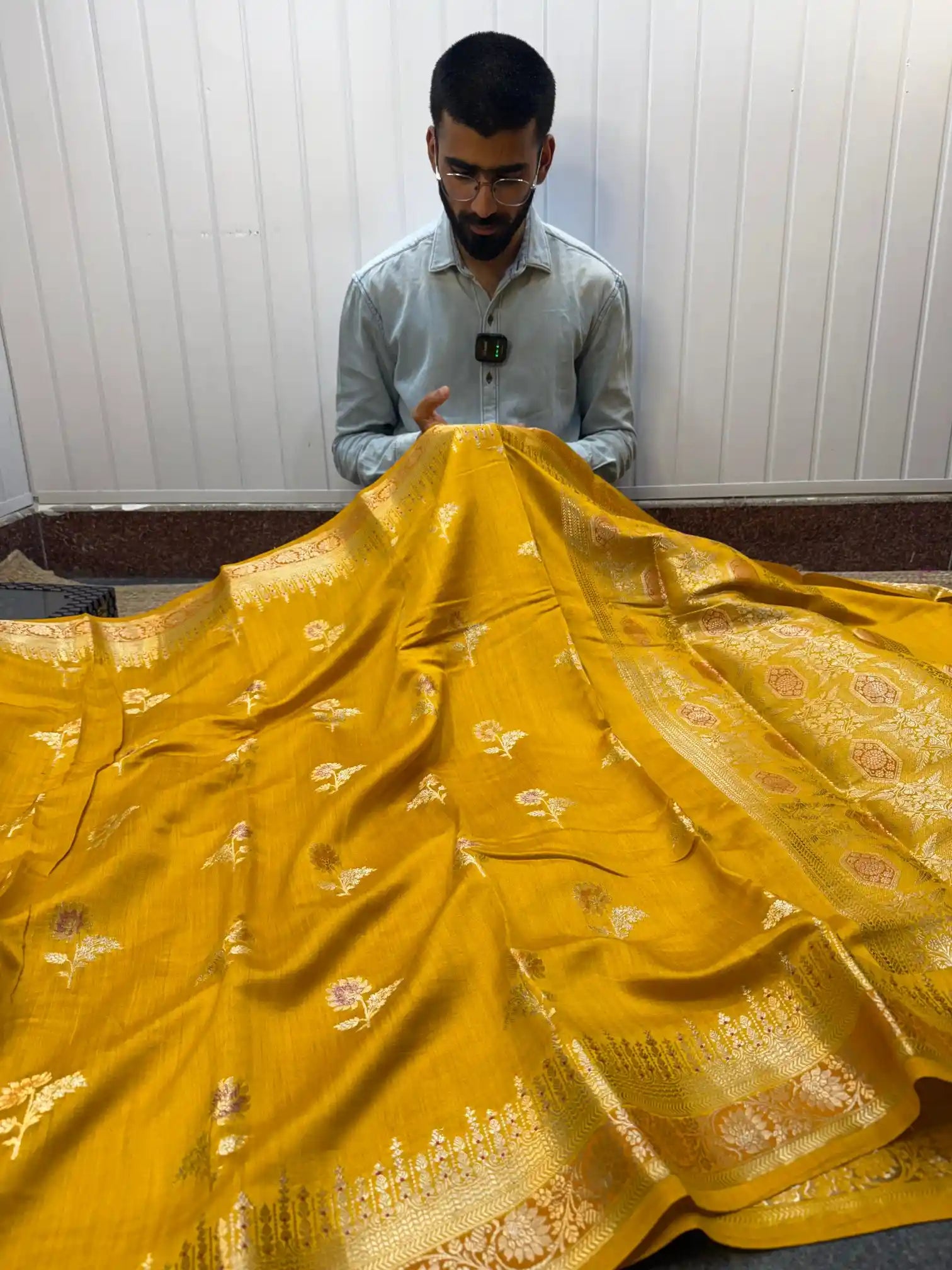 Light Mustard Pure Chiniya Silk Floral Butas Banarasi Saree