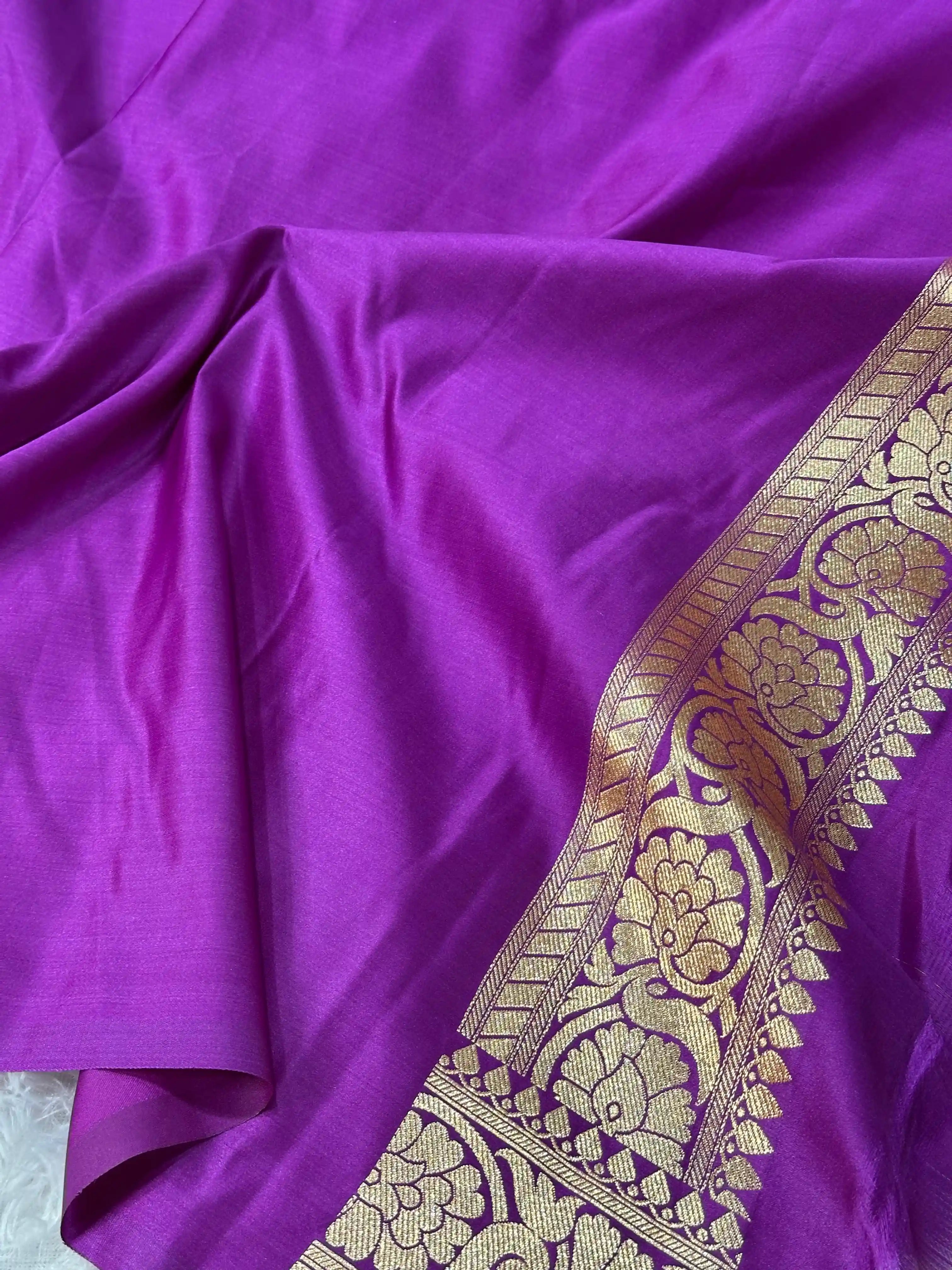 Light Purple Satin Silk Chand Tara Weave Banarasi Saree