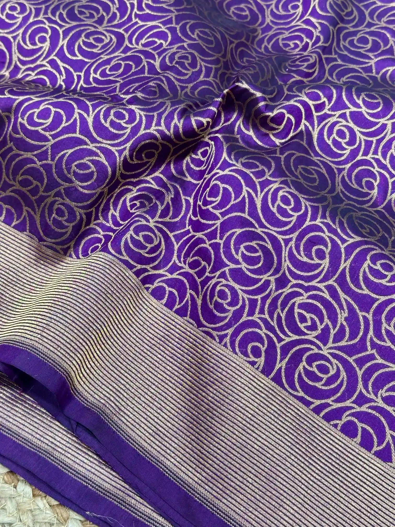 Light Purple Floral Embossed Pure Katan Silk Banarasi Saree