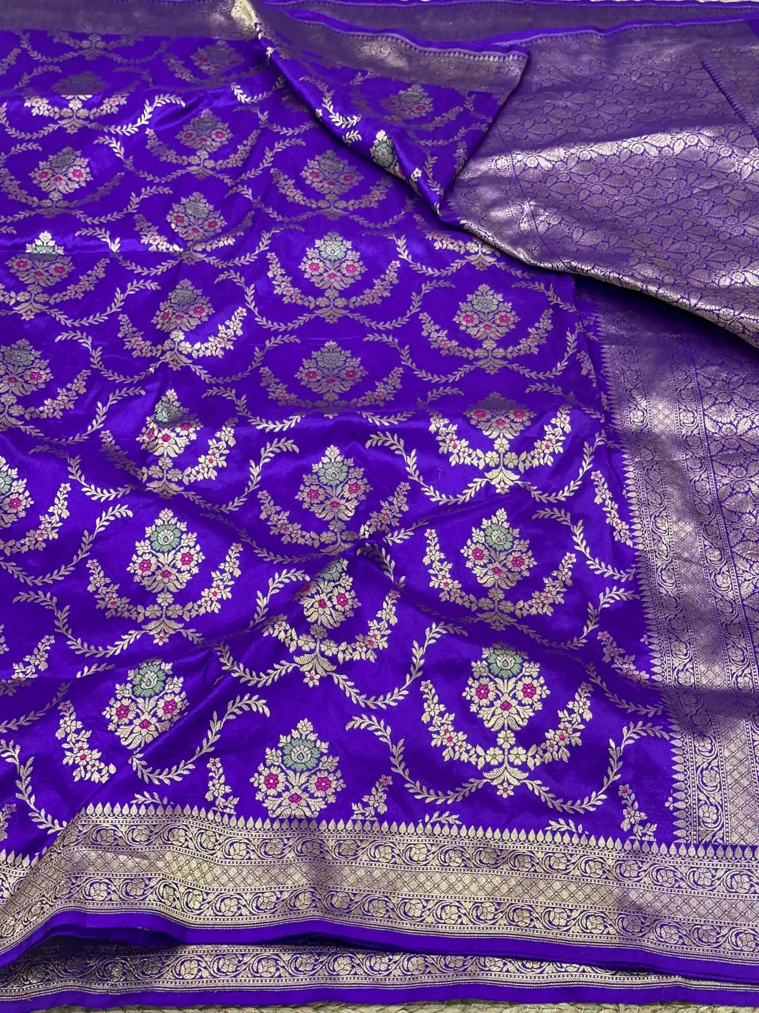 Light Purple Intricate Meenakari Pure Katan Silk Saree