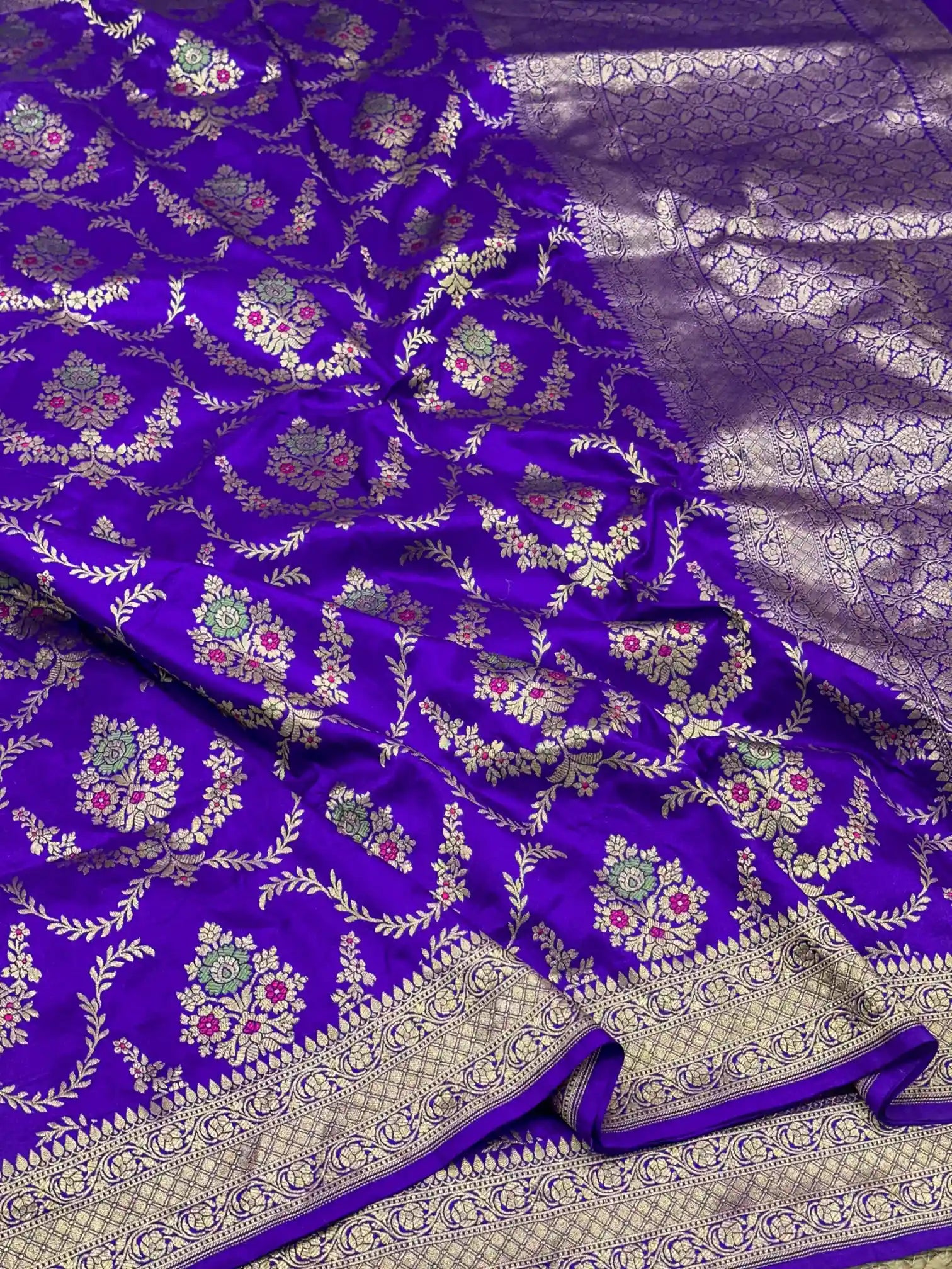 Light Purple Intricate Meenakari Pure Katan Silk Saree