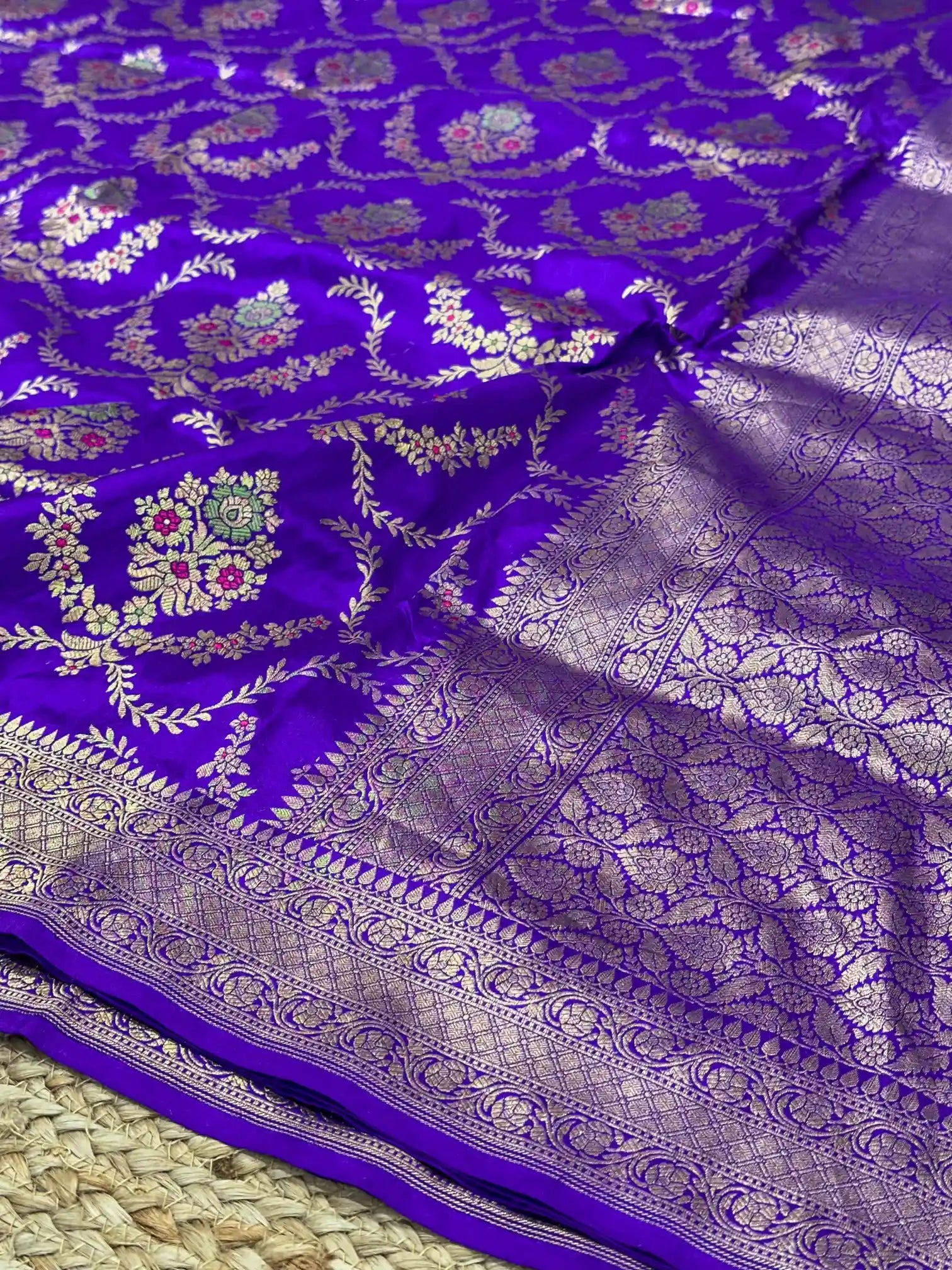 Light Purple Intricate Meenakari Pure Katan Silk Saree