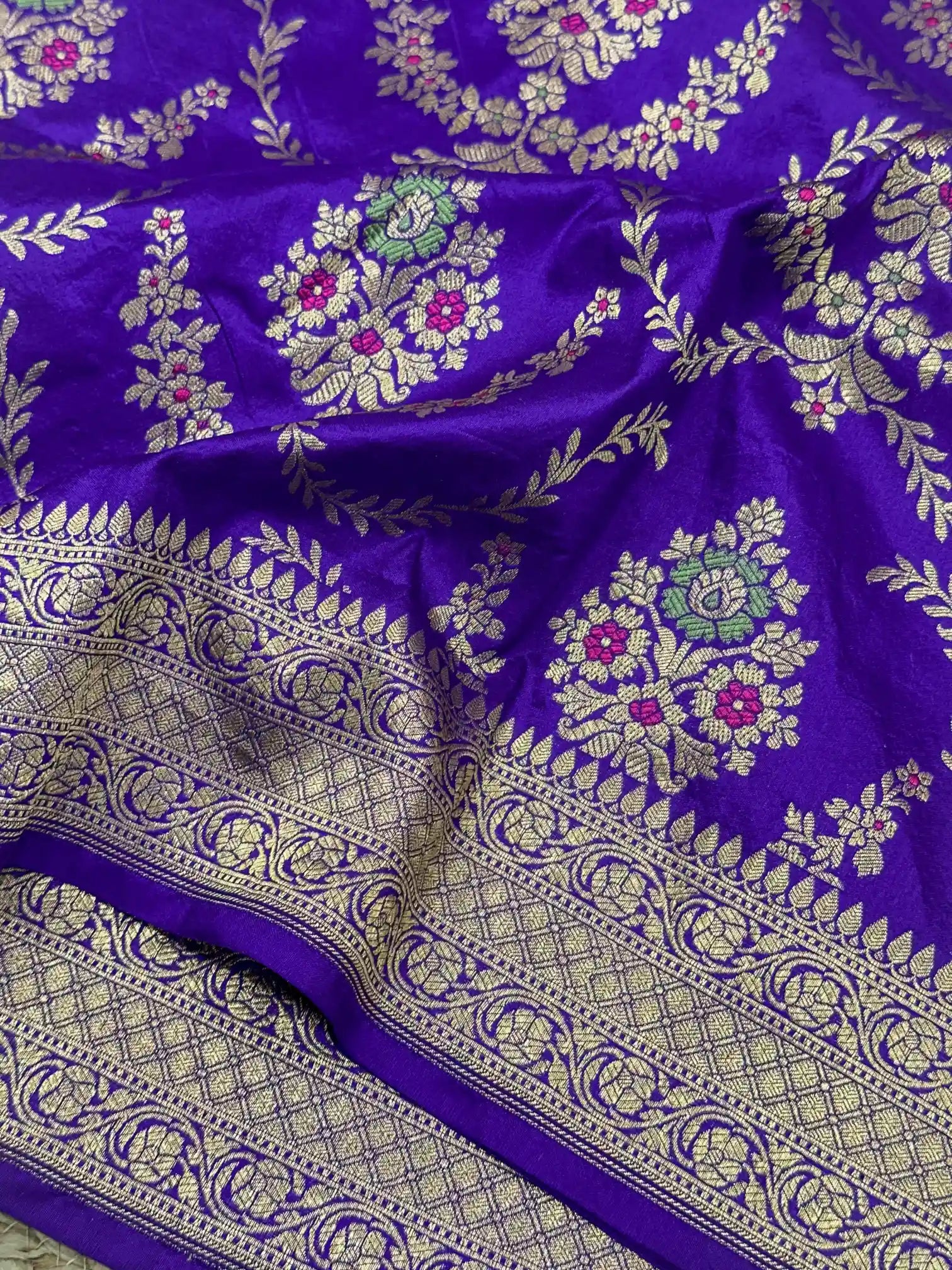 Light Purple Intricate Meenakari Pure Katan Silk Saree