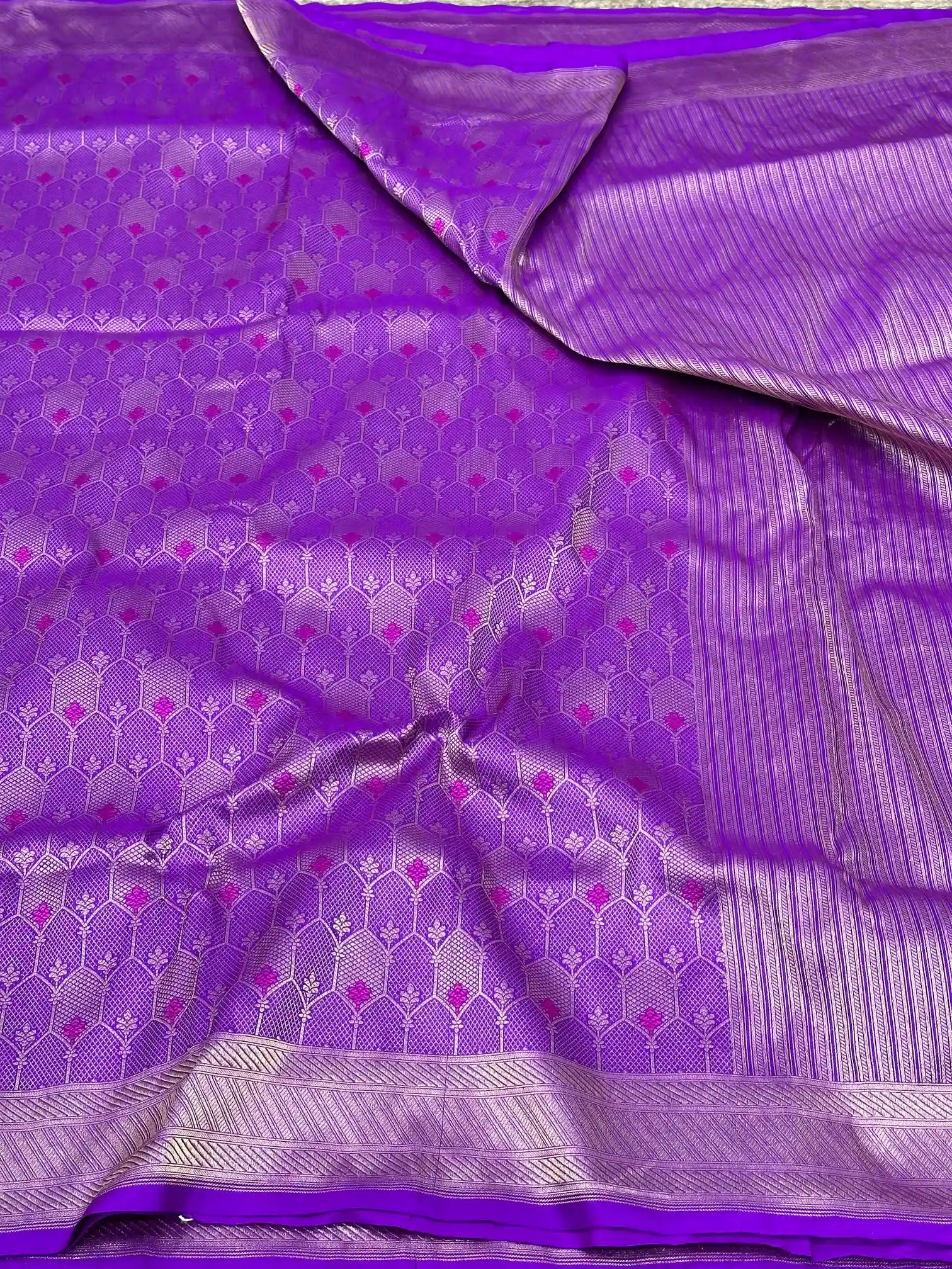 Light Purple Meenakari Pure Katan Silk Banarasi Saree