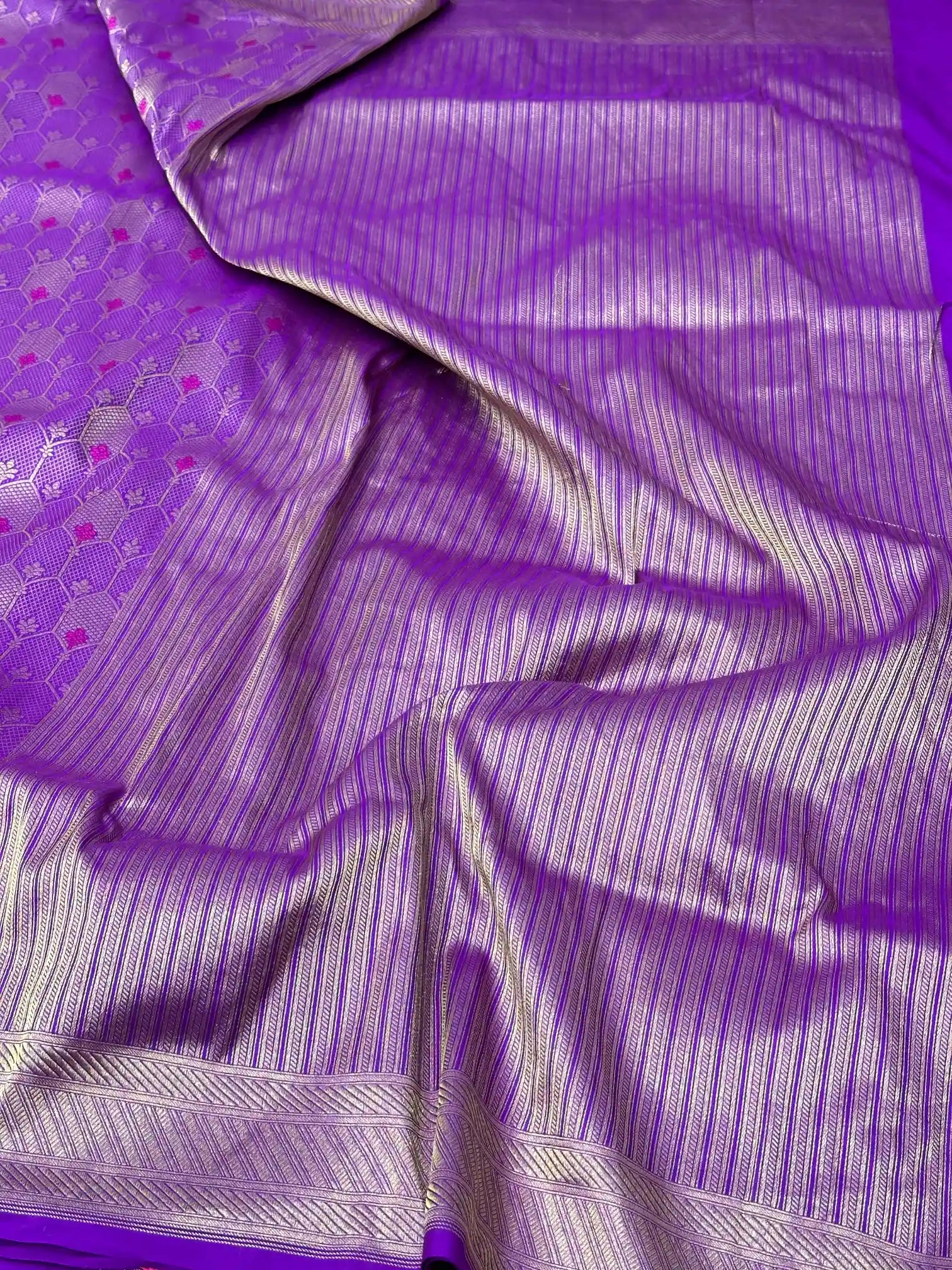 Light Purple Meenakari Pure Katan Silk Banarasi Saree