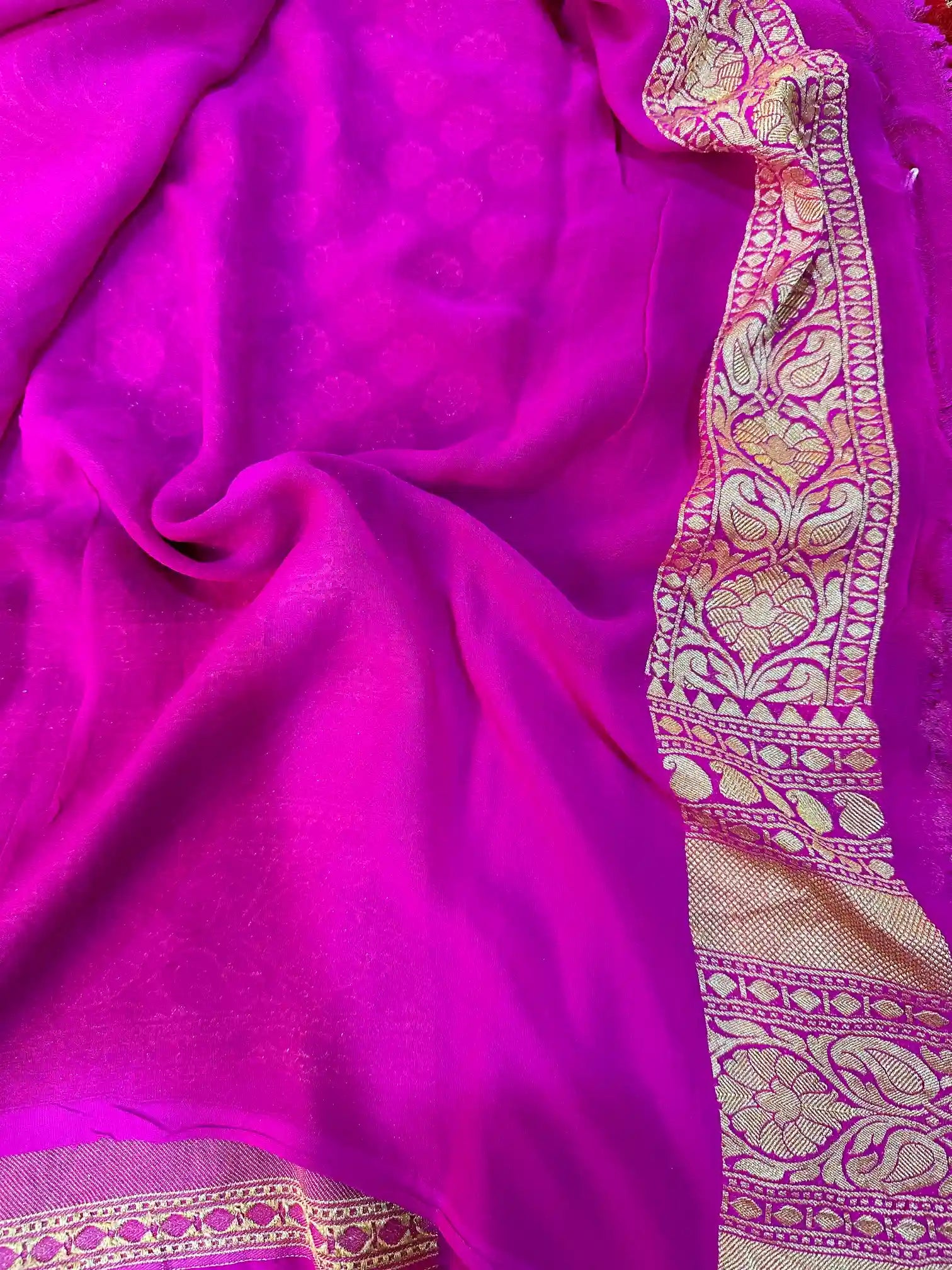 Light Maroon Buti Khaddi Georgette Banarasi Saree