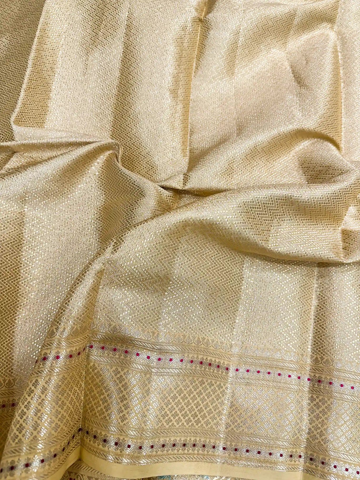 Light Mustard Intricate Meenakari Chiniya Silk Saree