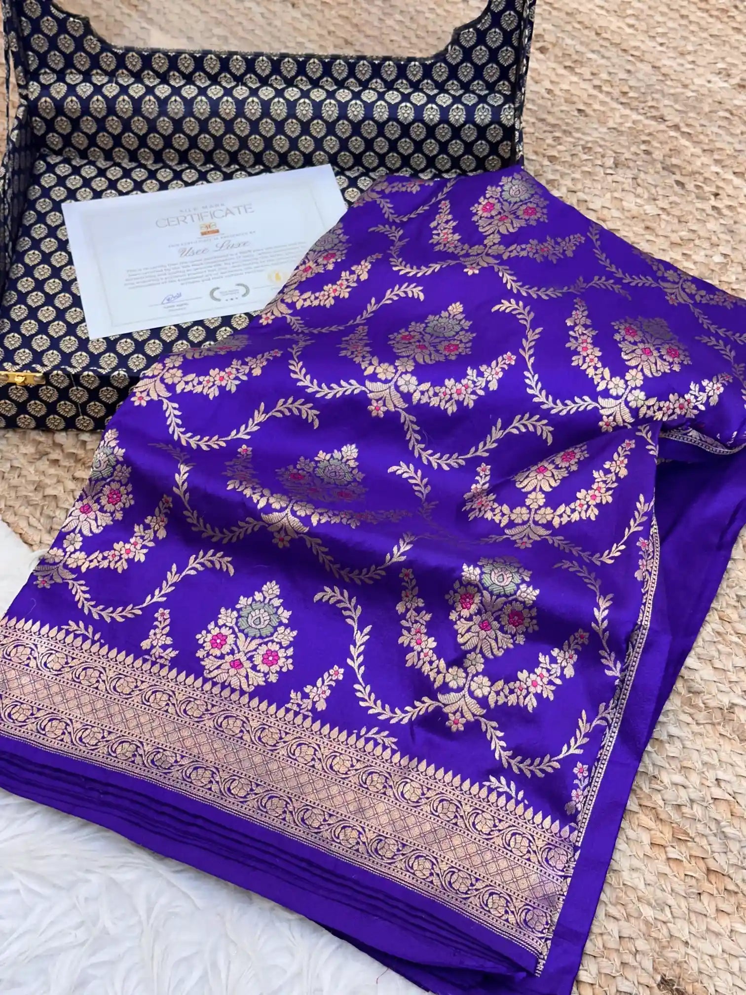 Light Purple Intricate Meenakari Pure Katan Silk Saree