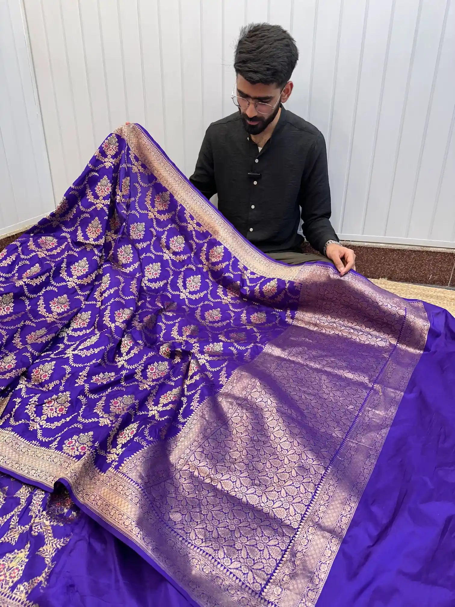 Light Purple Intricate Meenakari Pure Katan Silk Saree