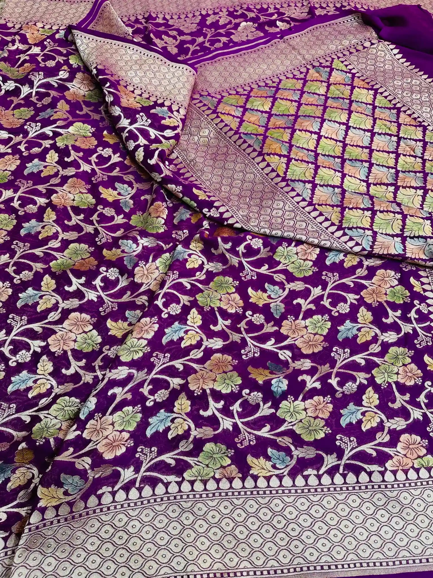 Light Purple Khaddi Georgette Banarasi Saree