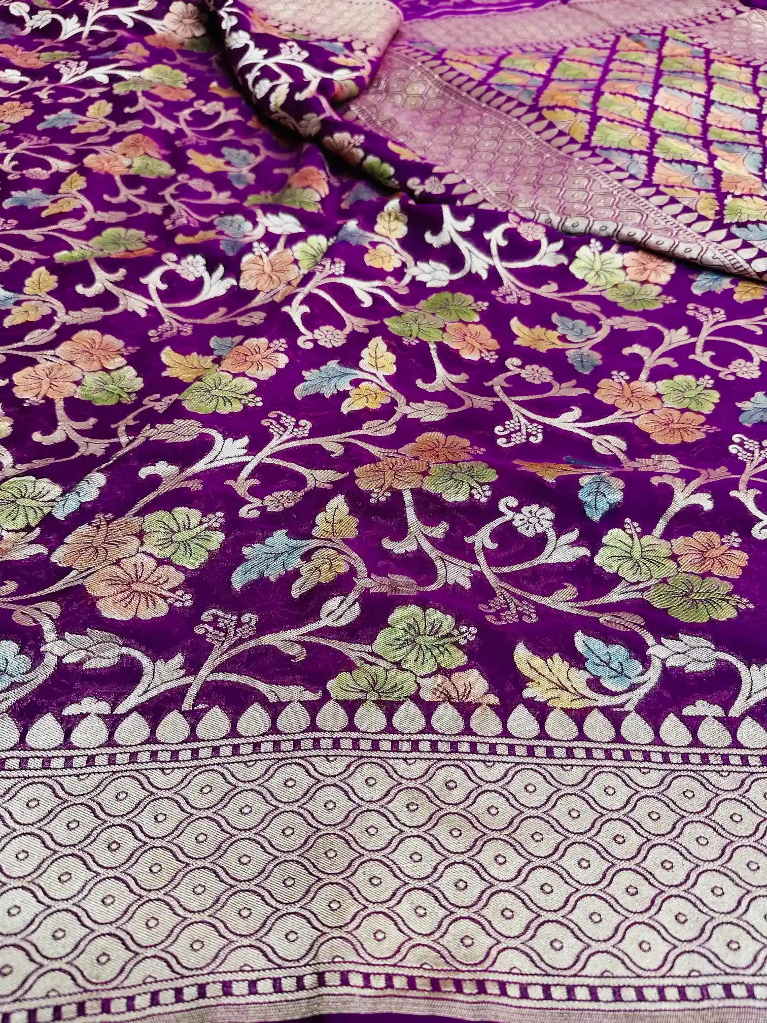 Light Purple Khaddi Georgette Banarasi Saree