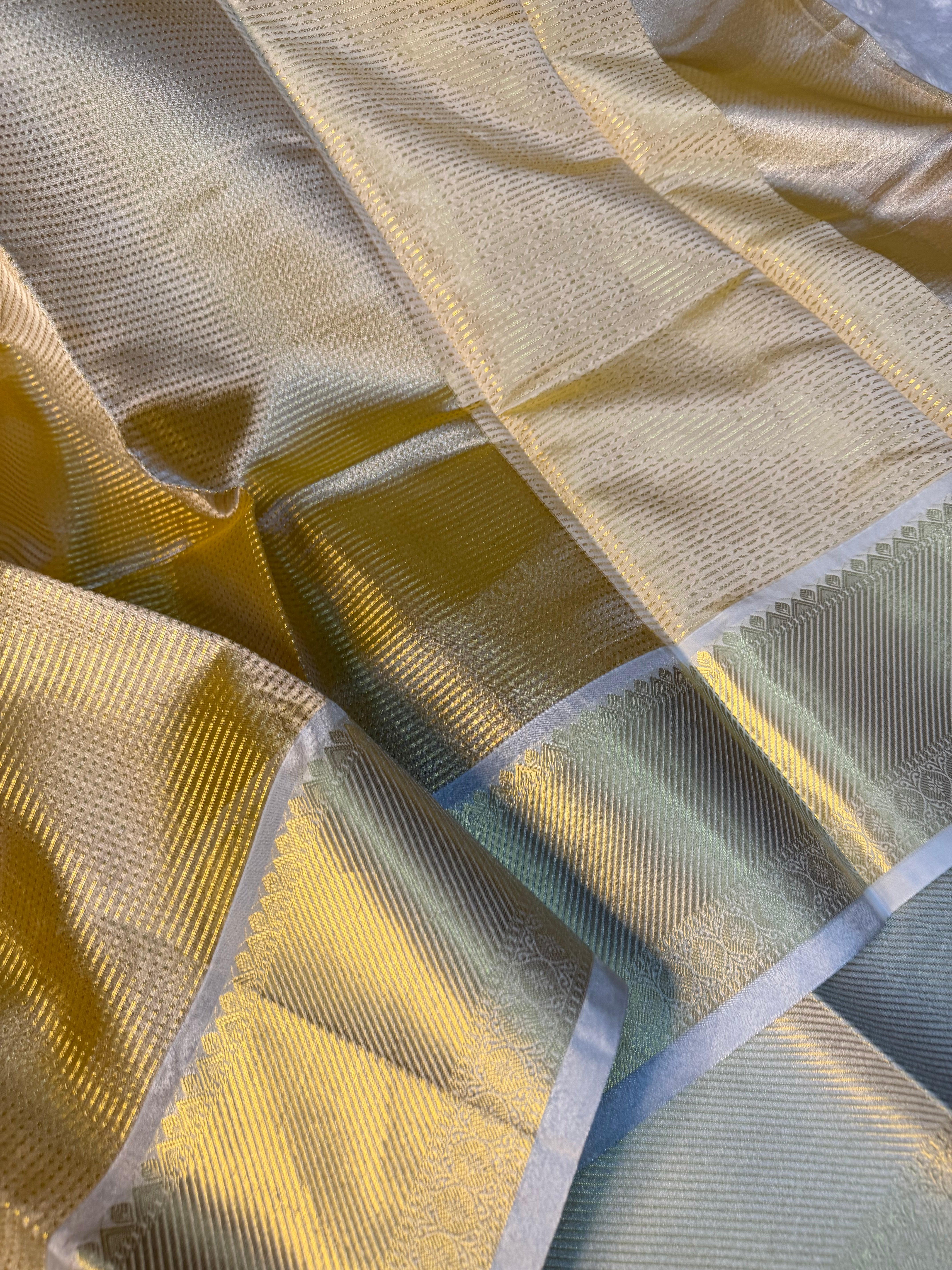 Light cream brocade tissue silk Banarasi saree