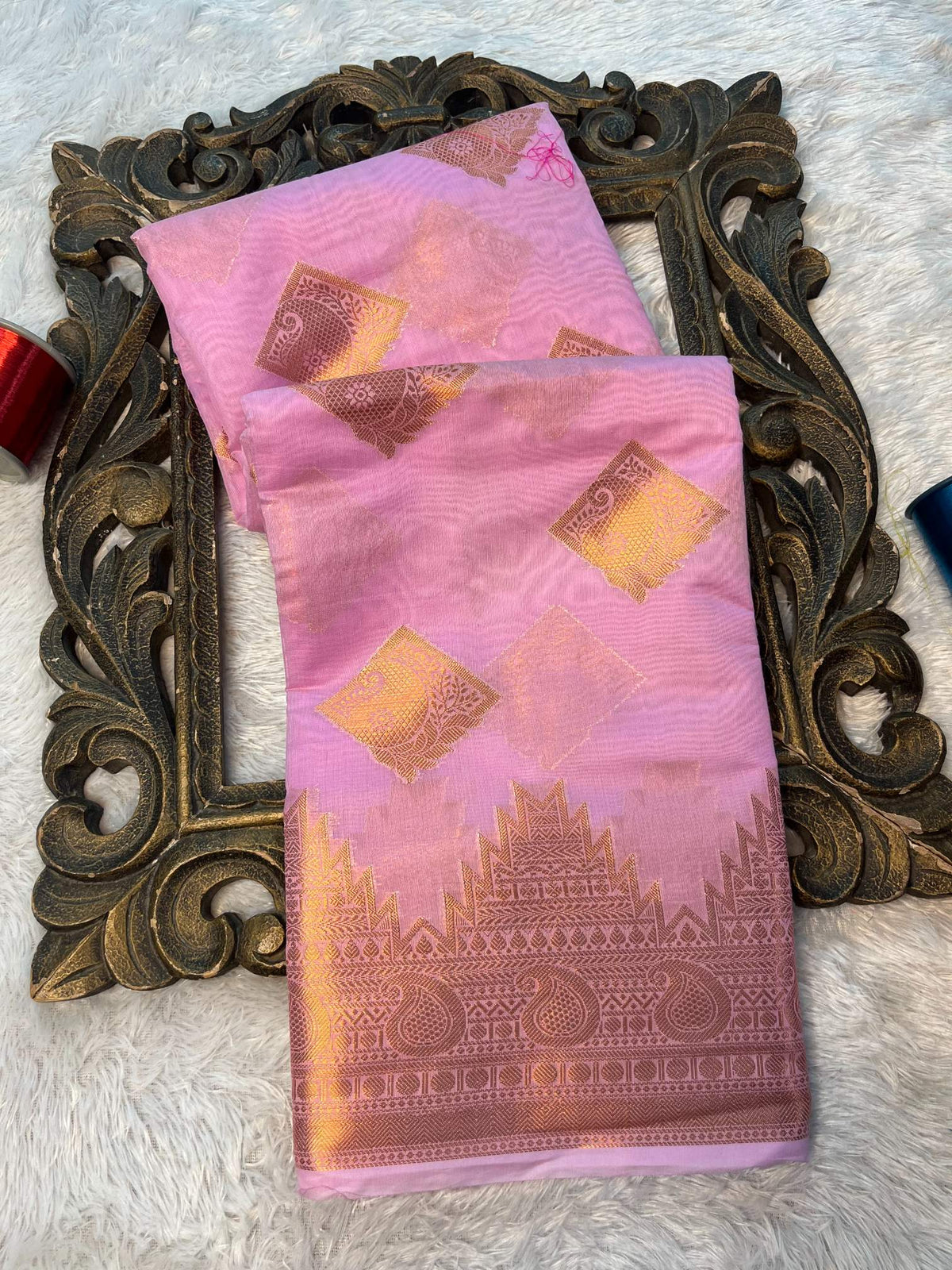 Soft Cotton Silk Rtique Zari Banarasi Saree